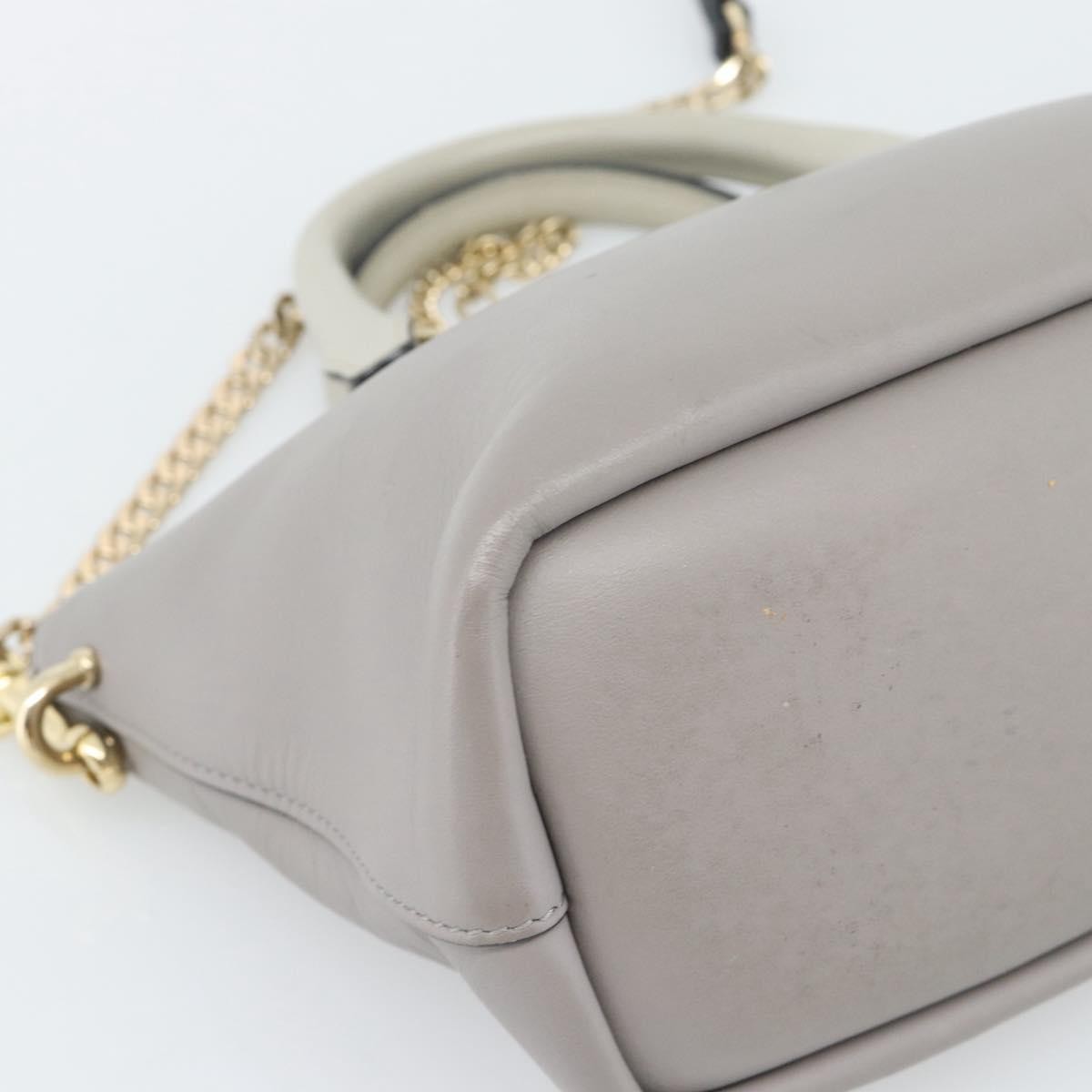 Chloe Bicolor Baylee Satchel Leather Gray Leather Handbag (Pre-Owned)