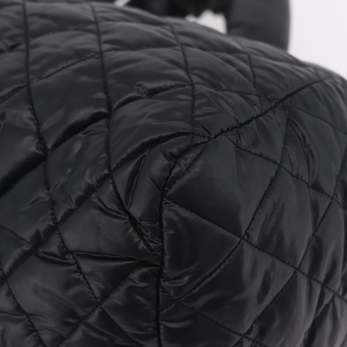 Chanel Coco Cocoon Bowling Quilted Nylon Black Nylon Handbag (Pre-Owned)