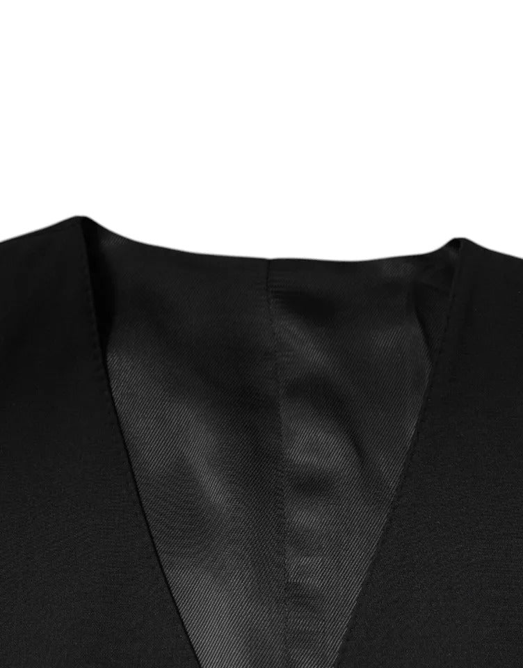 Dolce & Gabbana Black Wool Formal Dress Men Waistcoat Men's Vest