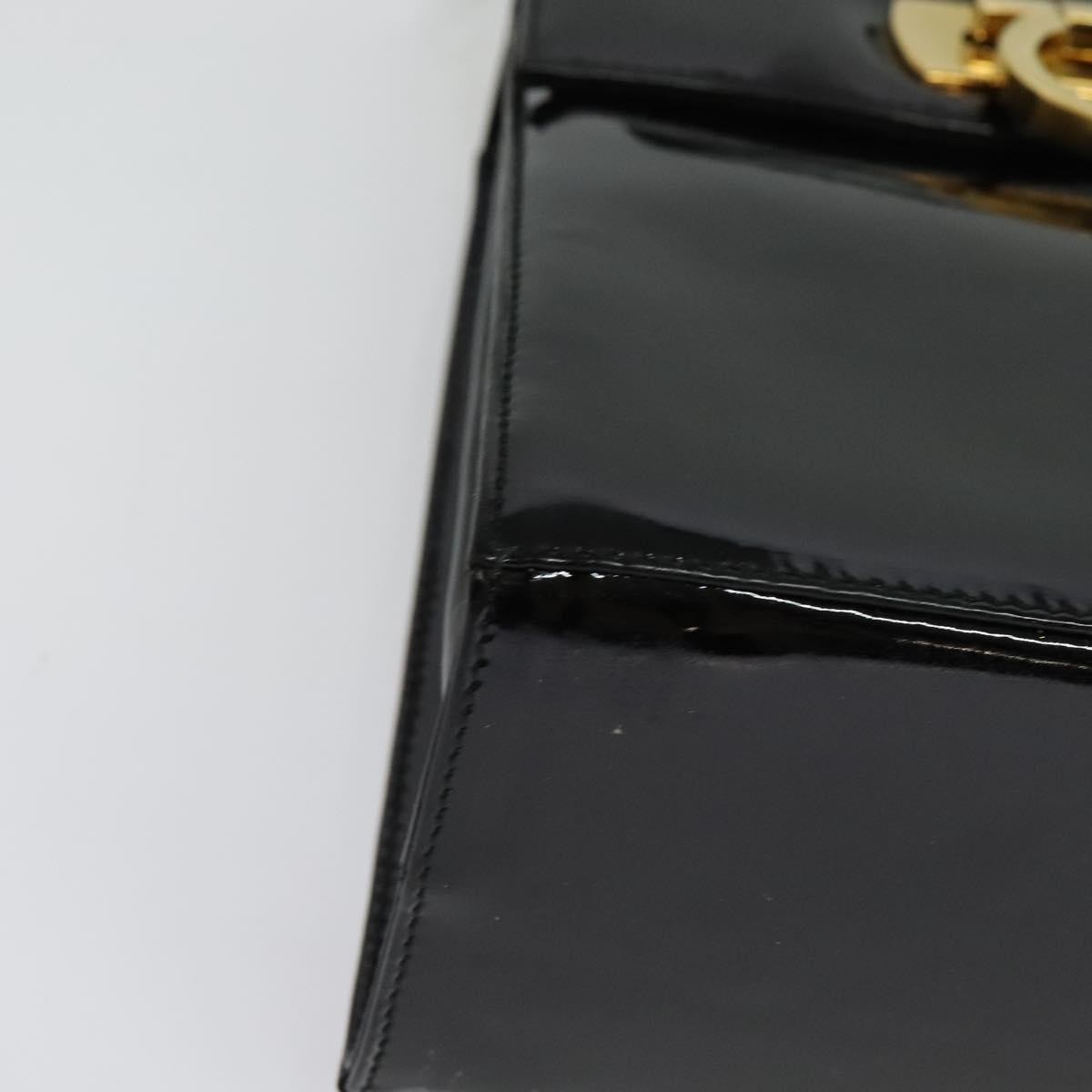 Salvatore Ferragamo Gancini Convertible Top Handle Patent Leather Black Patent_Leather Handbag (Pre-Owned)