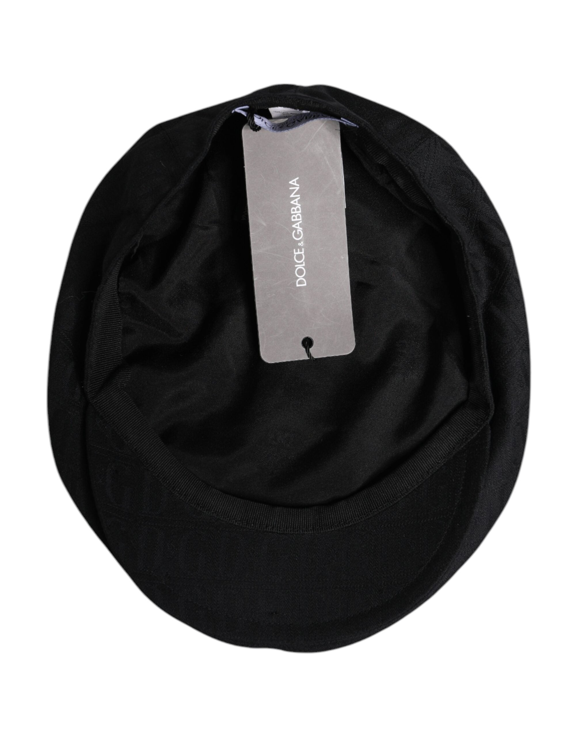 Dolce & Gabbana Black Wool Newsboy Capello Cabbie Men's Hat