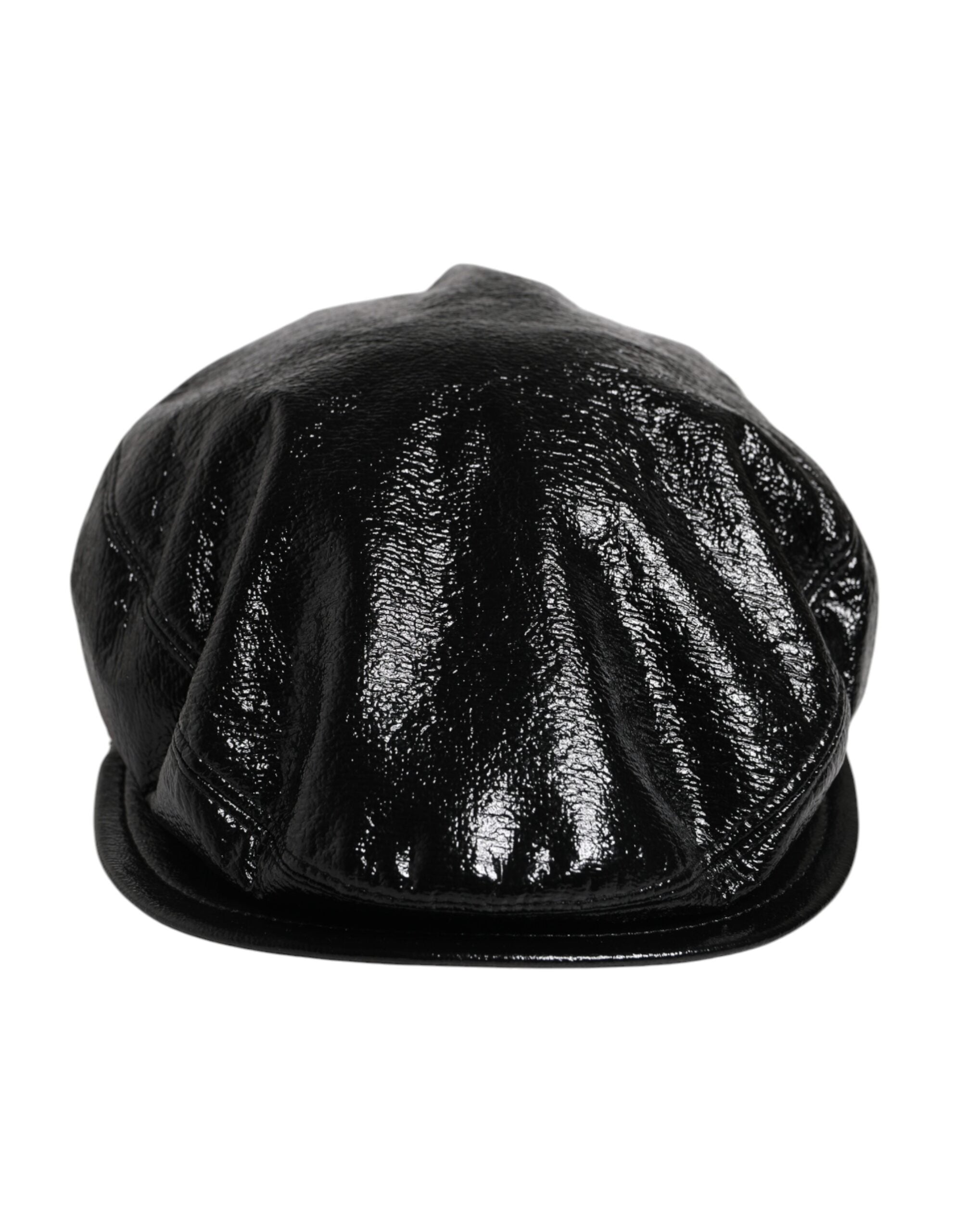 Dolce & Gabbana Black Glossy Cotton Newsboy Men's Hat