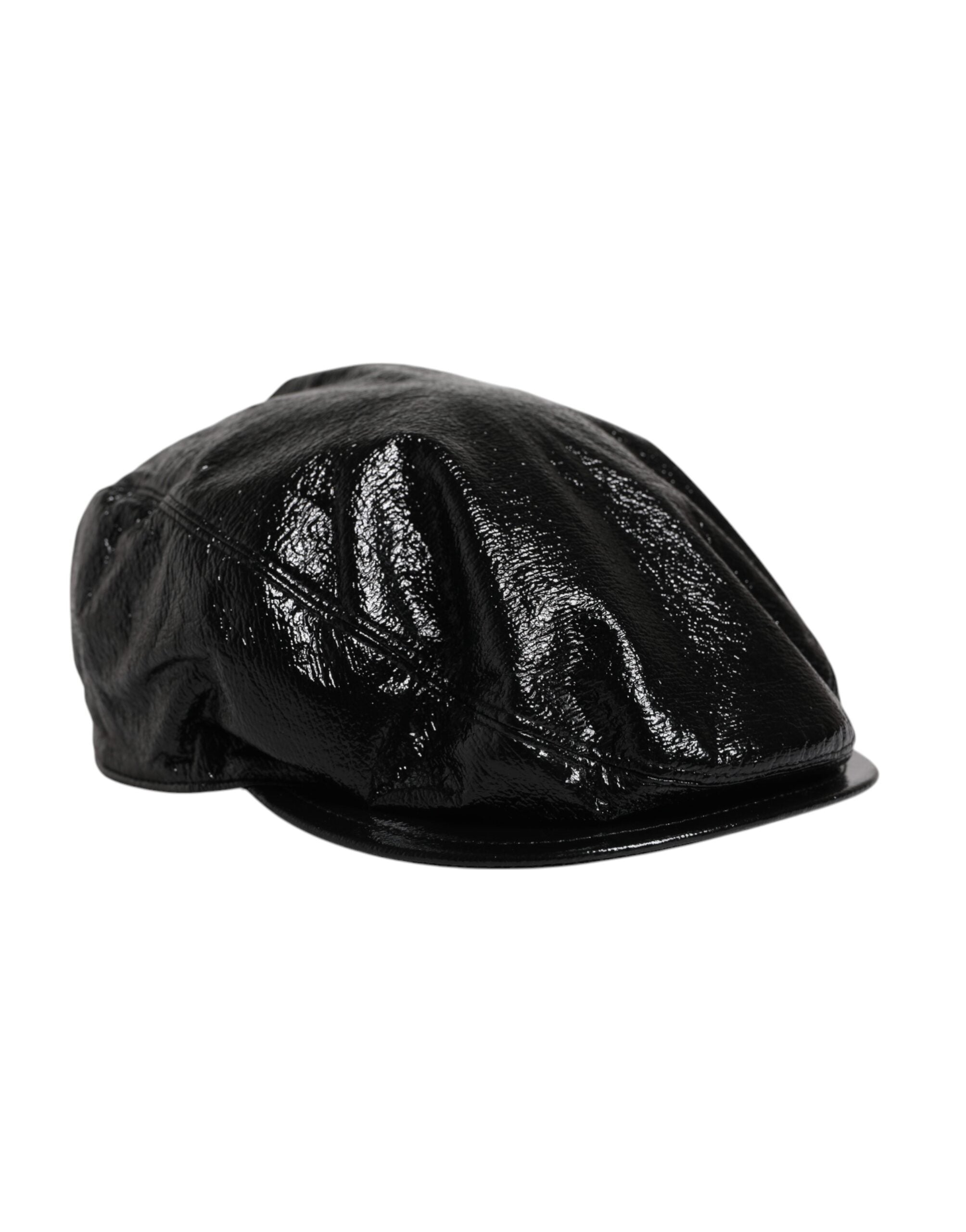 Dolce & Gabbana Black Glossy Cotton Newsboy Men's Hat