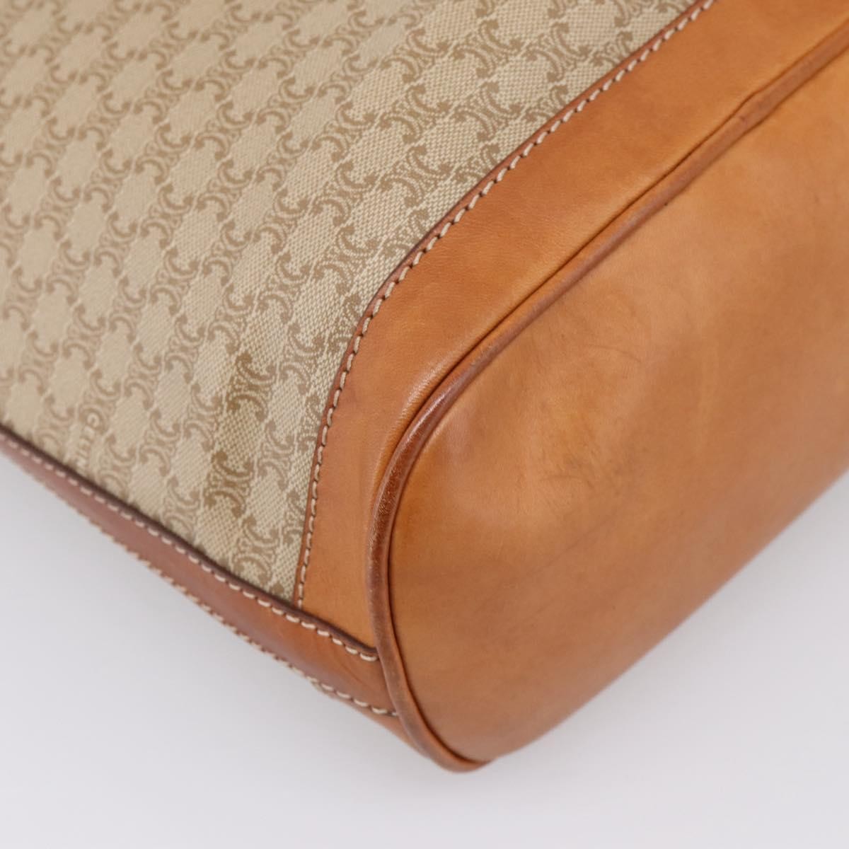 Celine Macadam Leather Beige Canvas Shoulder Bag Bag (Pre-Owned)
