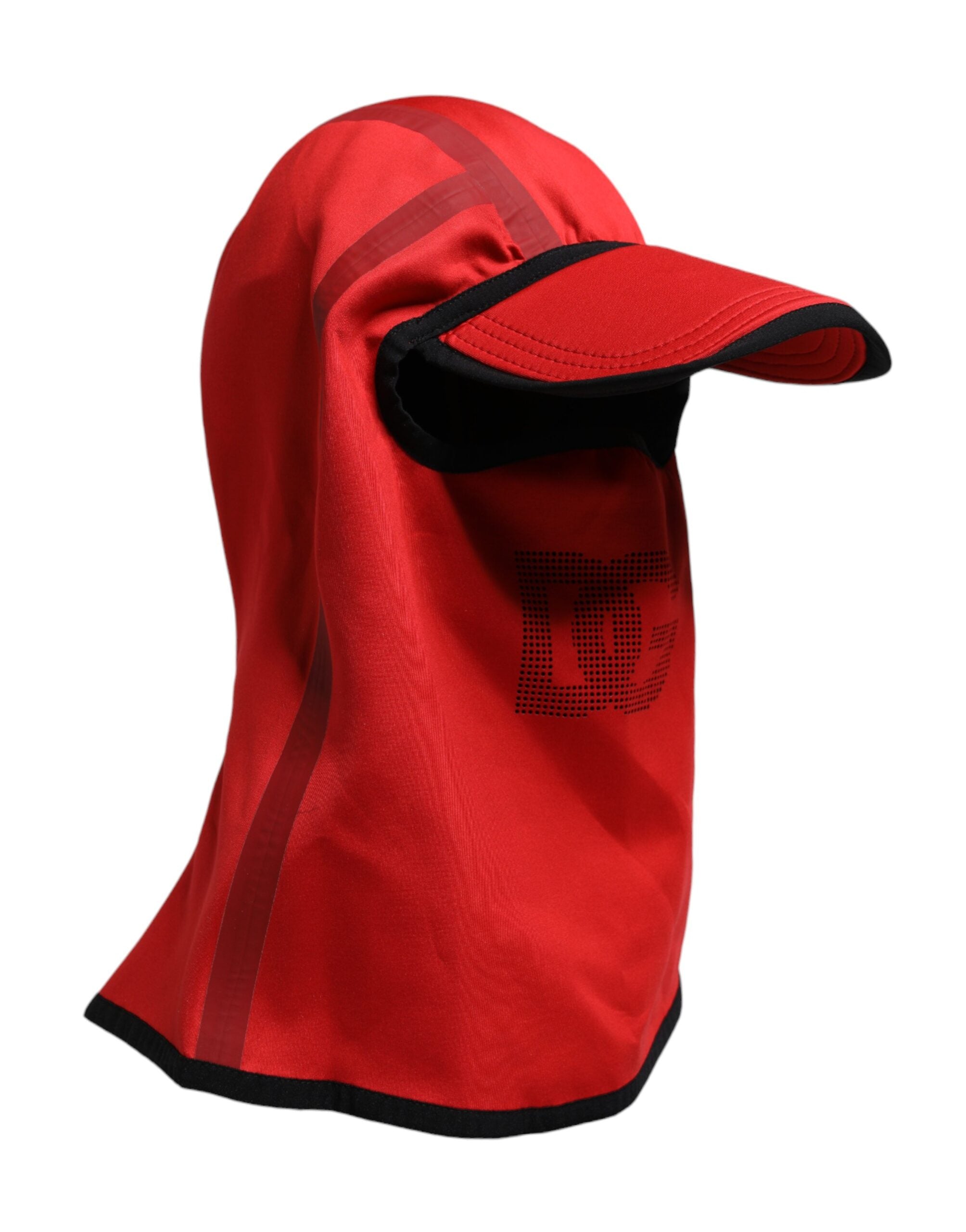 Dolce & Gabbana Red Logo Polyester Wide Brim Balaclava Men's Hat