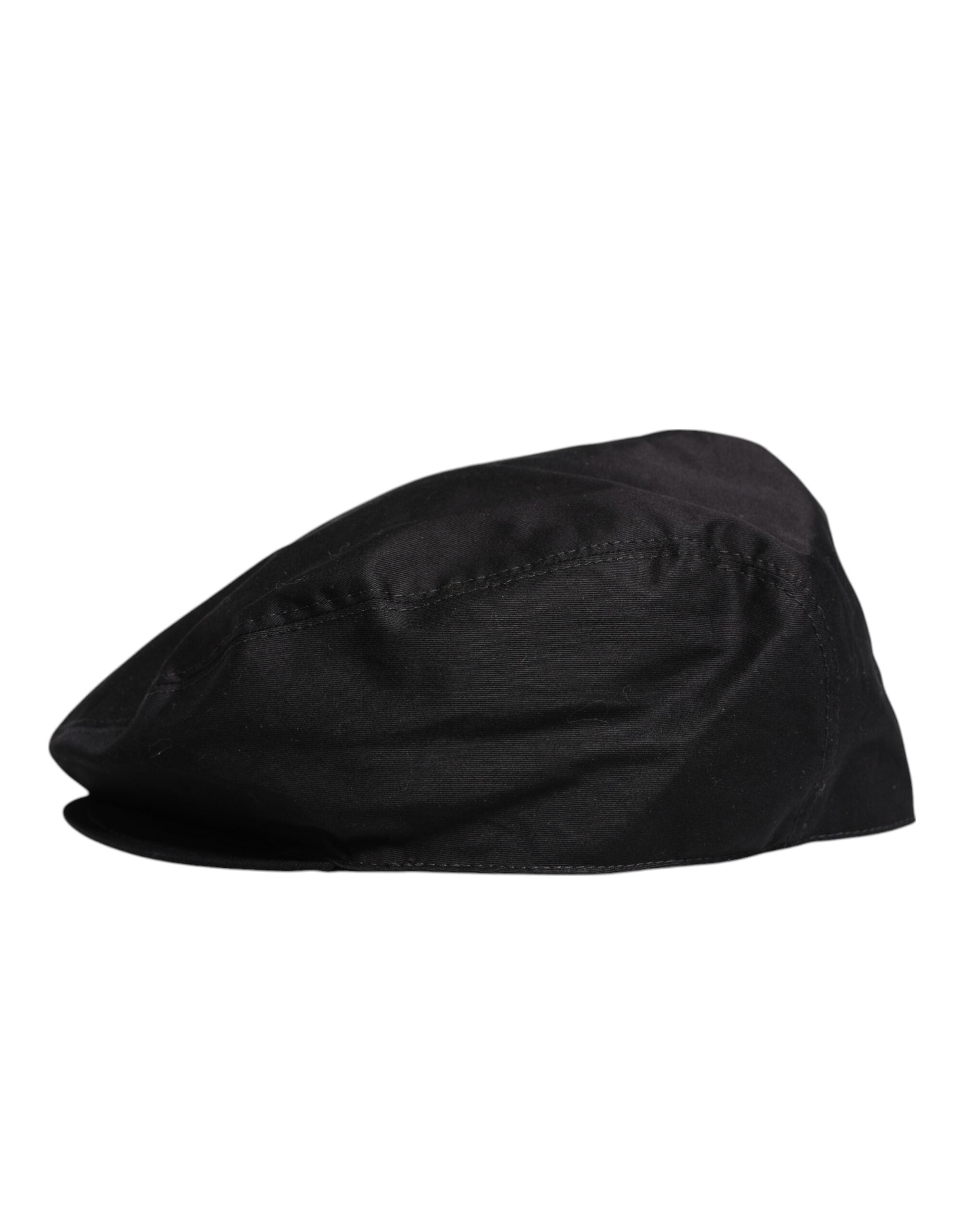Dolce & Gabbana Black Cotton Newsboy Capello Cabbie Men's Hat