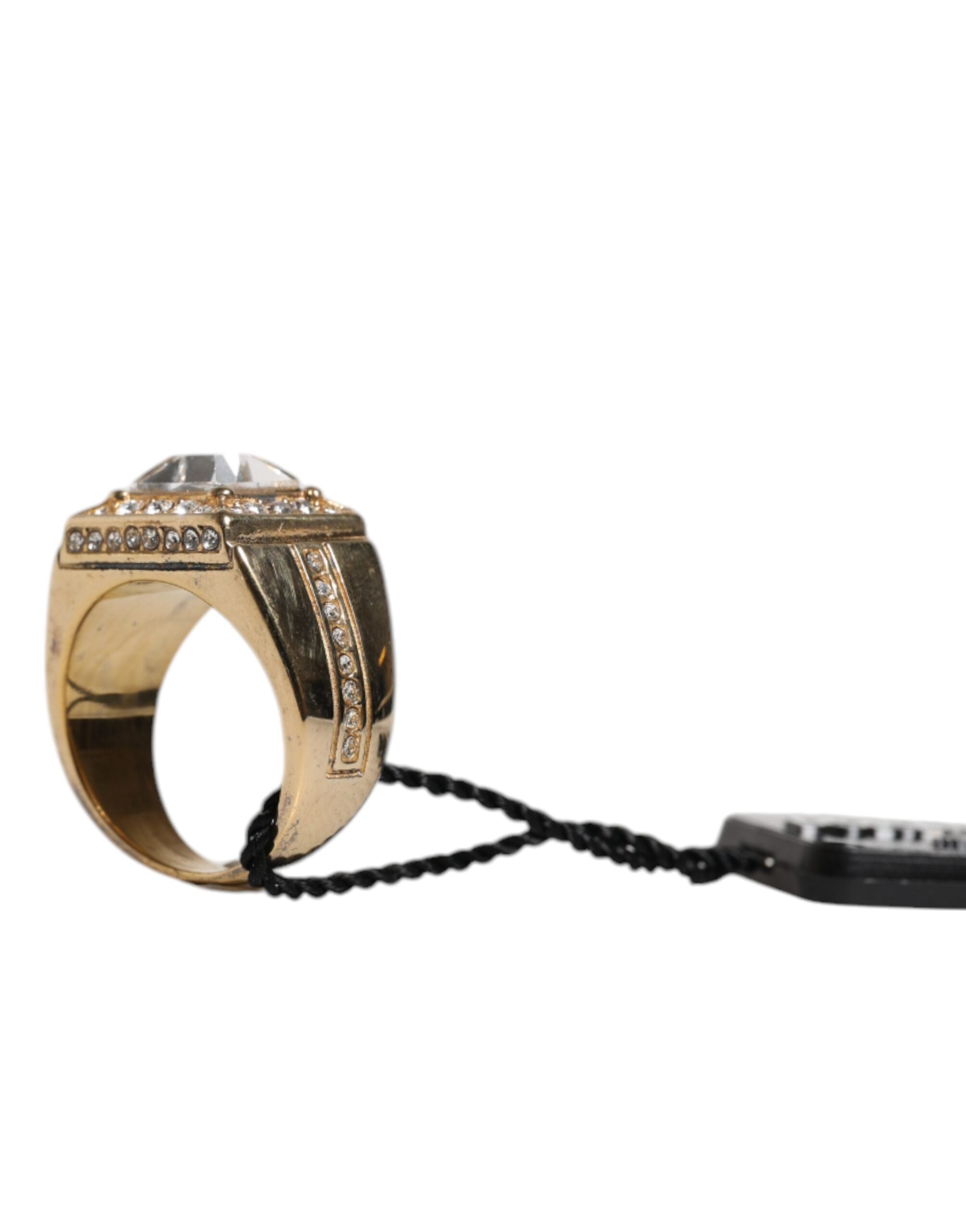 Dolce & Gabbana Gold Tone Sterling Silver 925 Crystals Men's Ring
