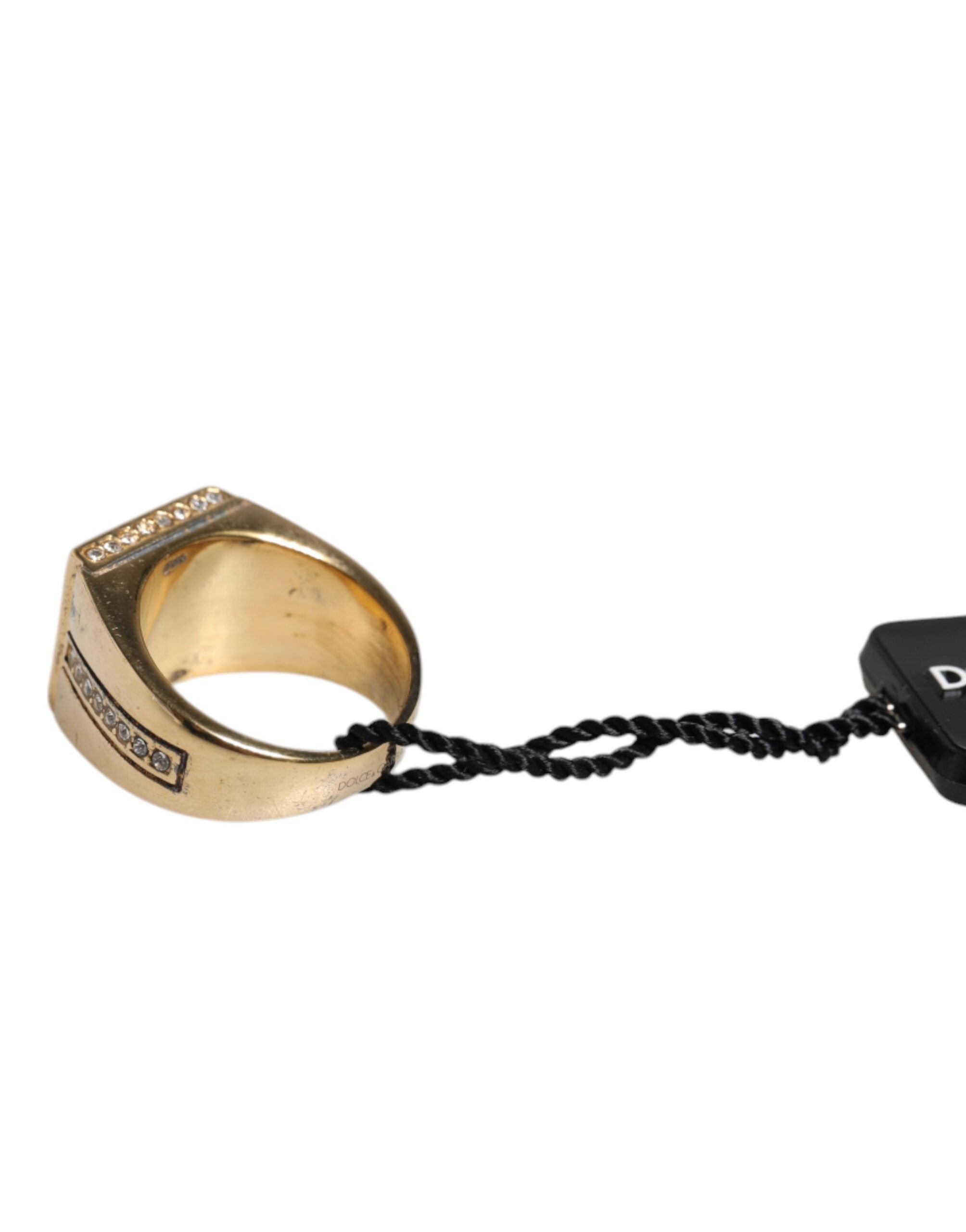 Dolce & Gabbana Gold Tone Sterling Silver 925 Crystals Men's Ring
