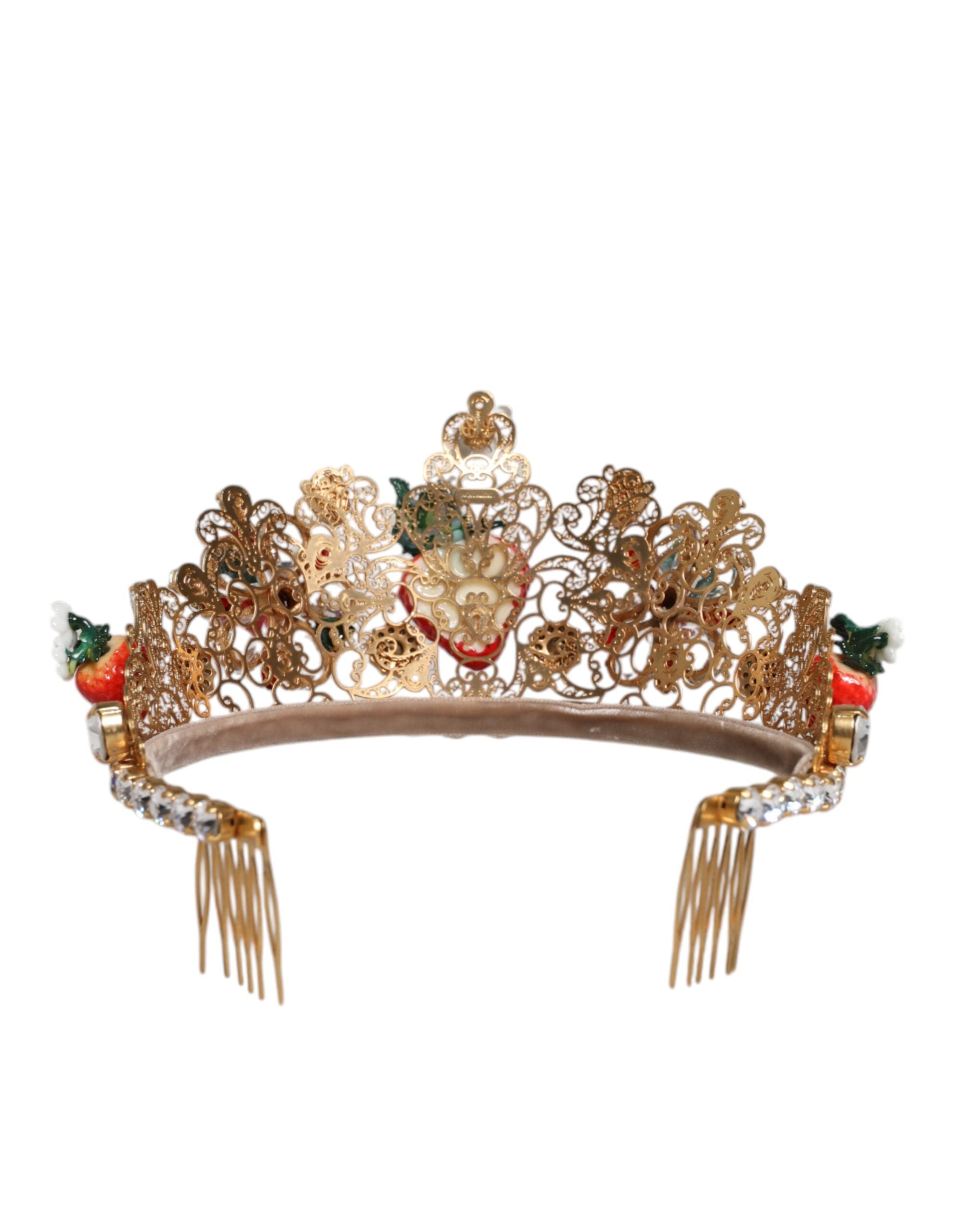 Dolce & Gabbana Multicolor Floral Strawberry Crystal Embellished Women's Tiara