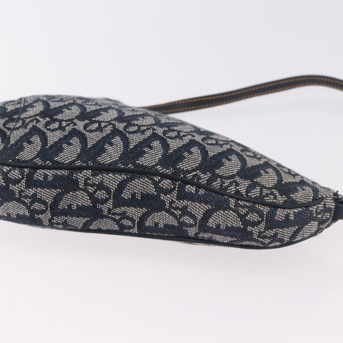 Christian Dior Vintage Saddle Bag Canvas Navy Canvas Clutche & Pouche Bag (Pre-Owned)