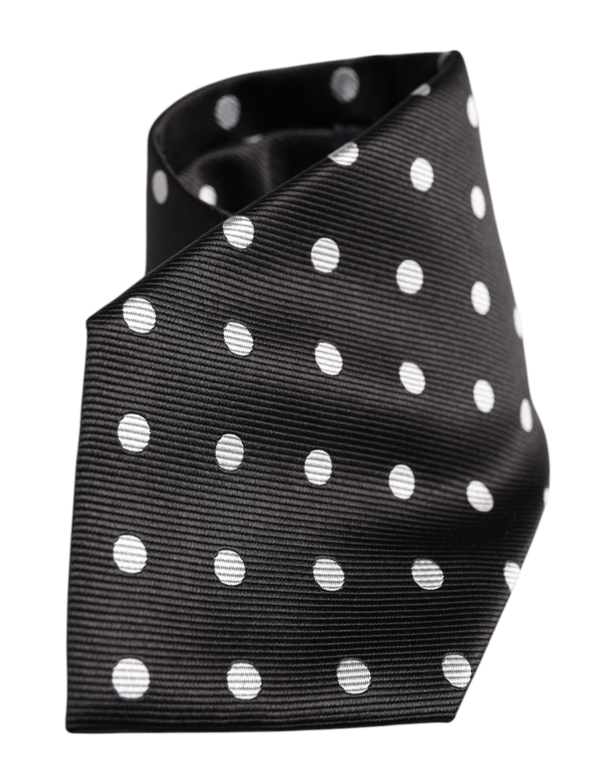 Dolce & Gabbana Black Polka Dots Silk Adjustable NeckMen's Men's Tie (Pre-Owned)