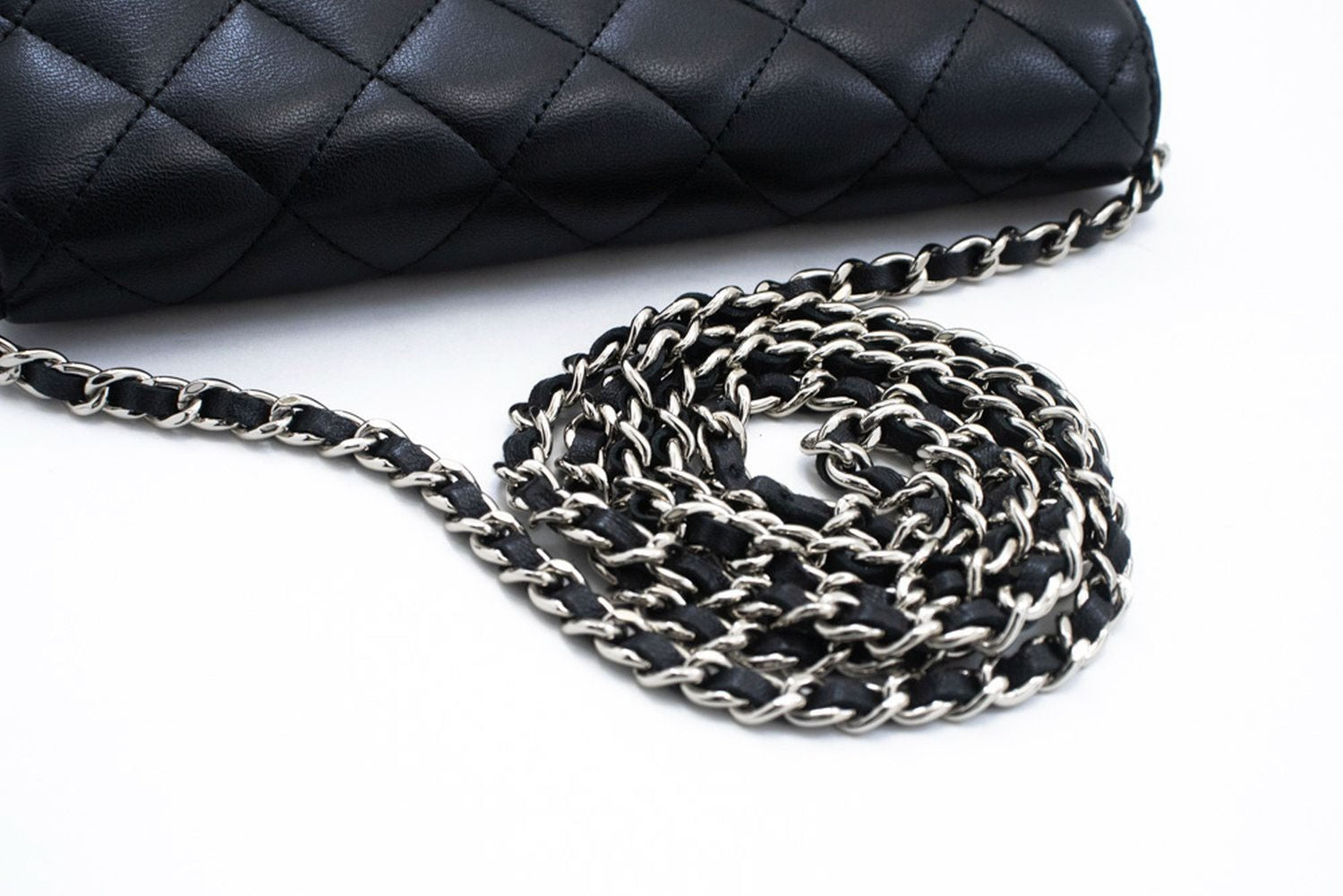 Chanel Wallet On Chain Quilted Lambskin Black Leather Wallets Accessory (Pre-Owned)