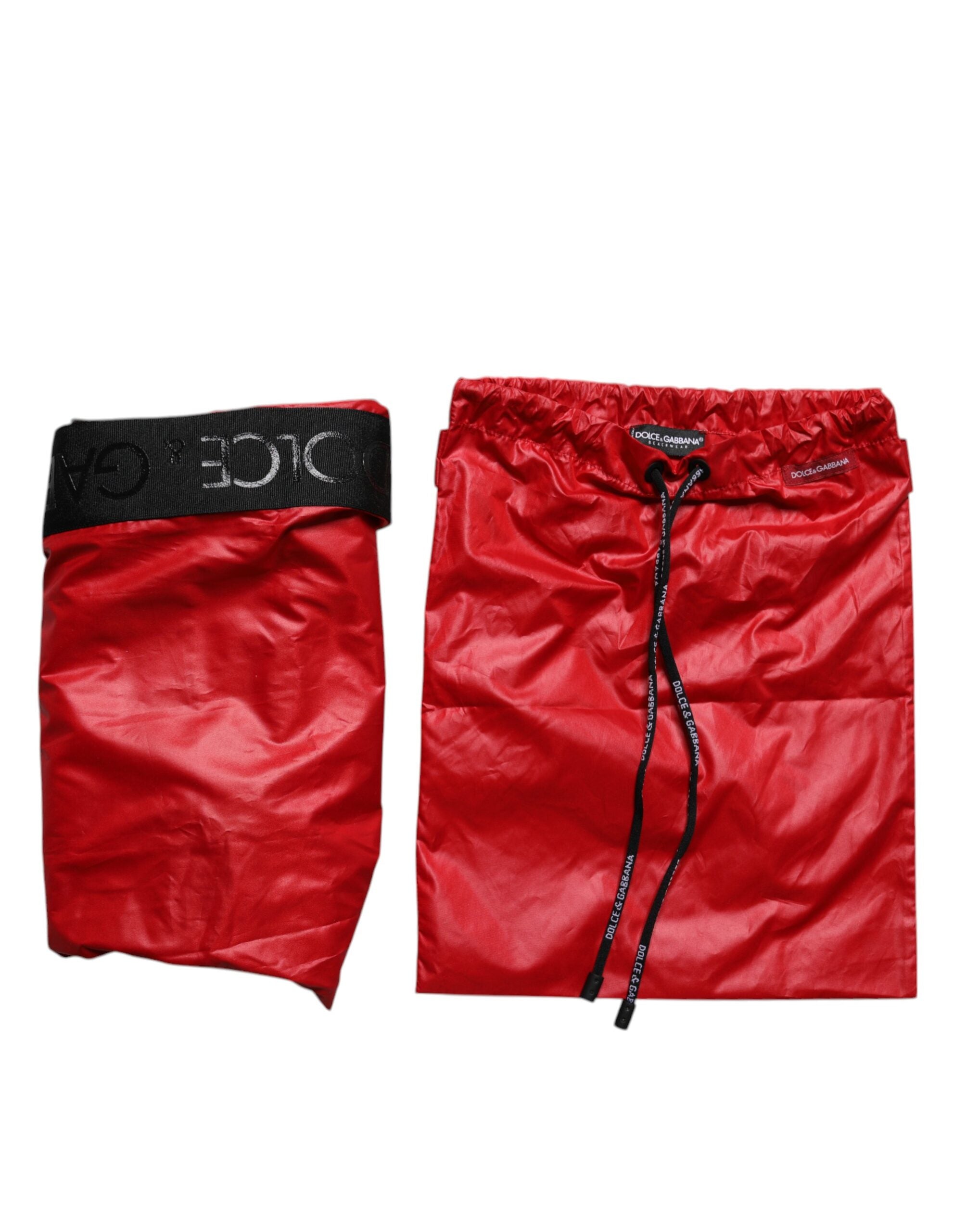 Dolce & Gabbana Red Polyester Beachwear Shorts 2Pc Men's Swimwear