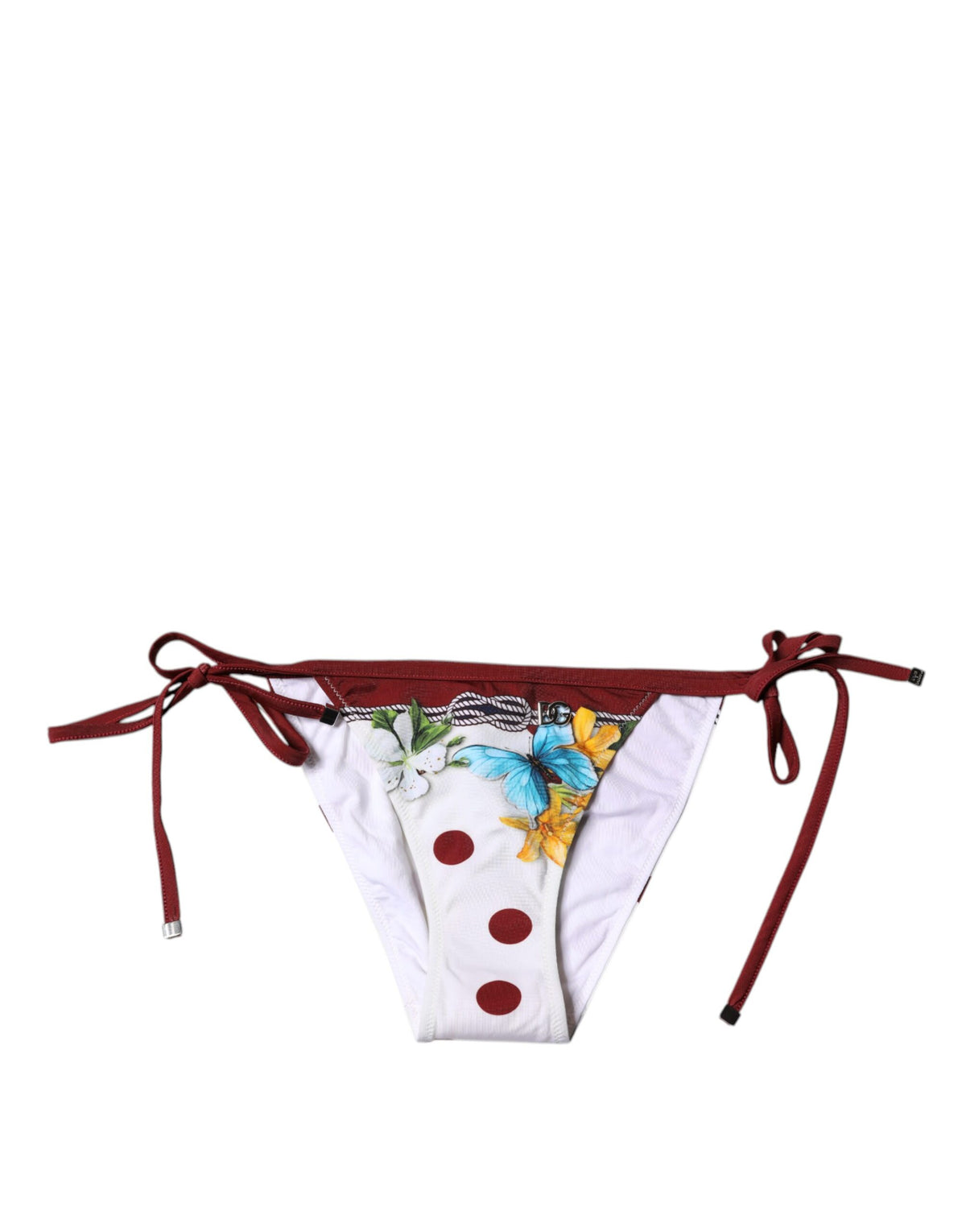 Dolce & Gabbana White Floral Print Swimsuit Bikini Bottom Women's Swimwear