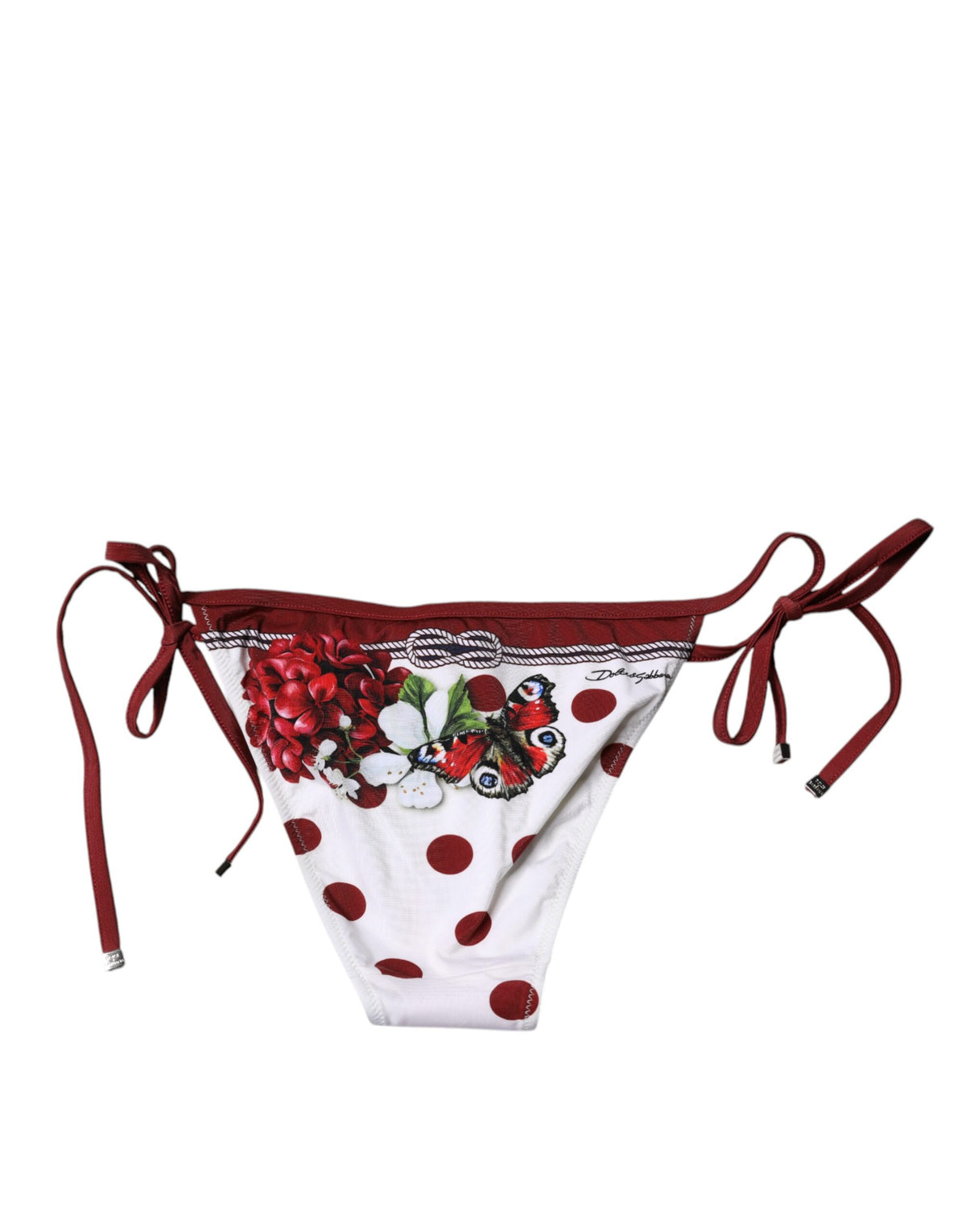 Dolce & Gabbana White Floral Print Swimsuit Bikini Bottom Women's Swimwear