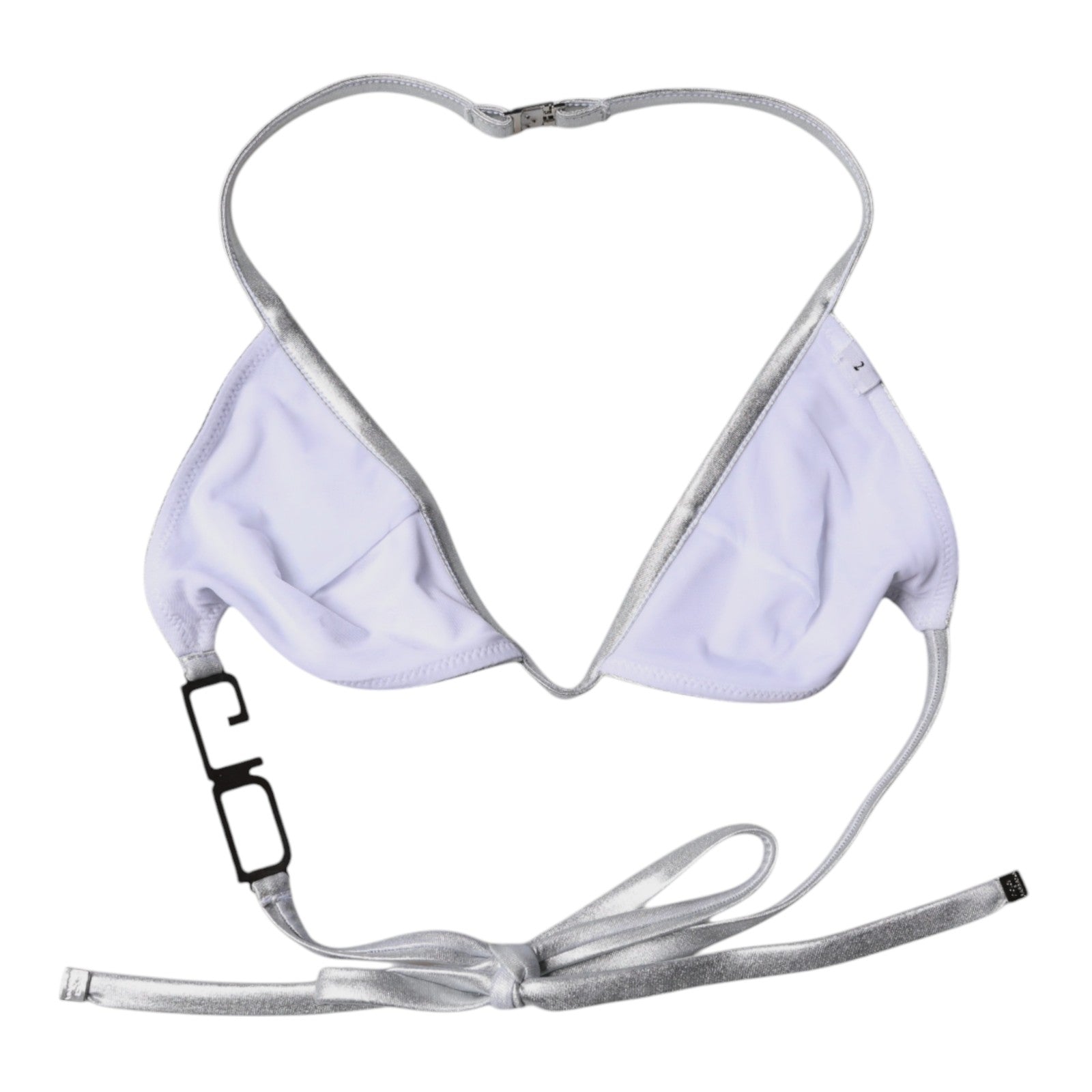 Dolce & Gabbana Silver Logo Halter Beachwear Bikini Top Women's Swimwear (Pre-Owned)