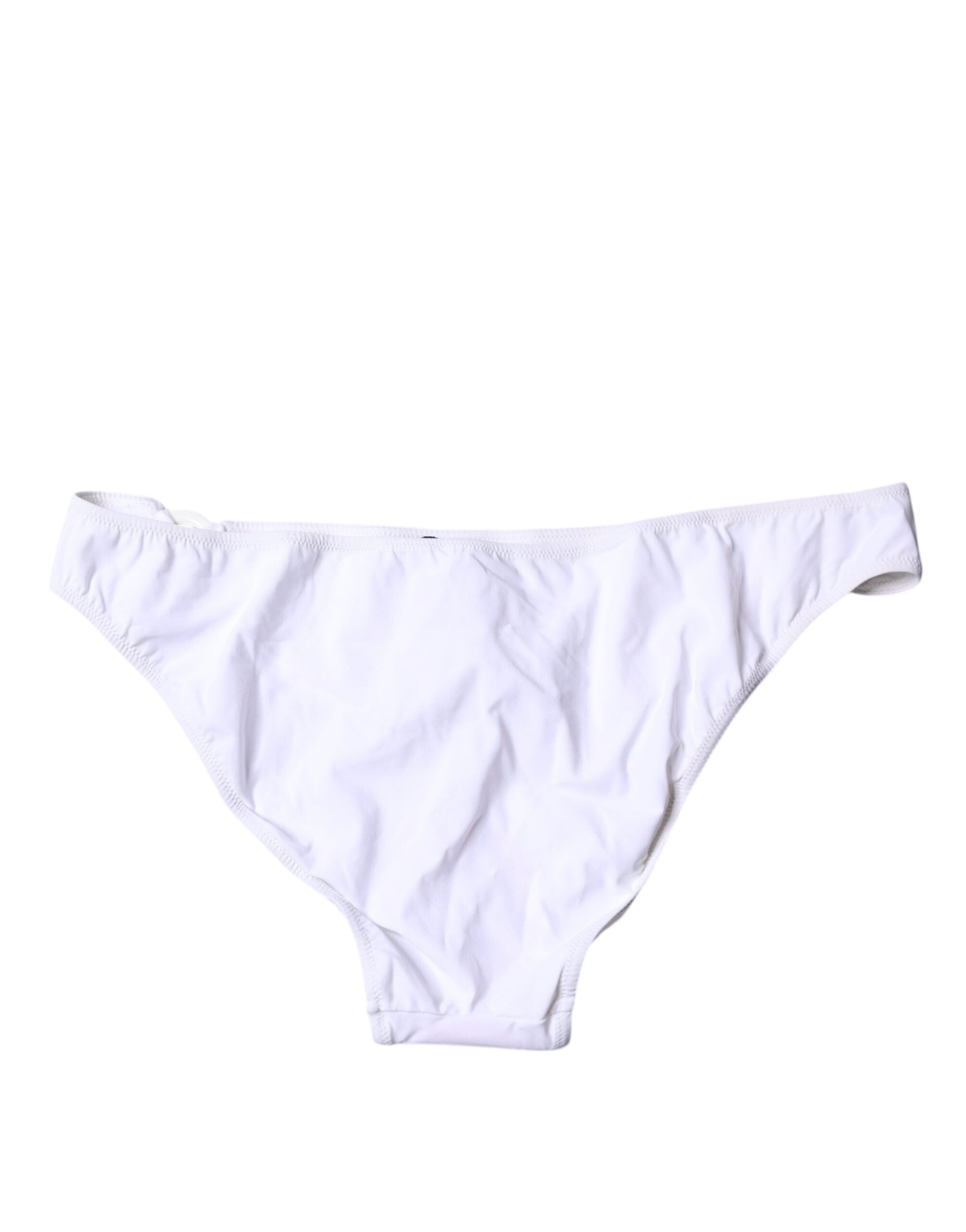 Dolce & Gabbana White Nylon Beachwear Bikini Bottom Women's Swimwear