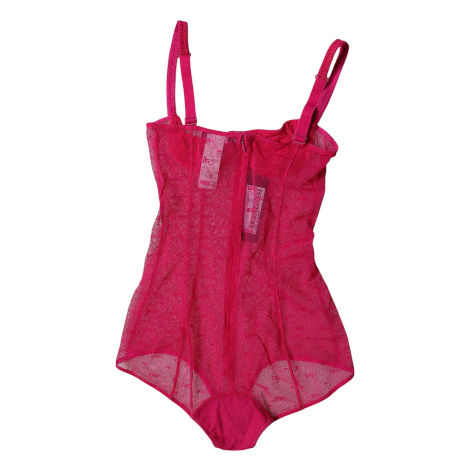 Dolce & Gabbana Fuchsia Tulle Balconette Bra Bodysuit Women's Underwear