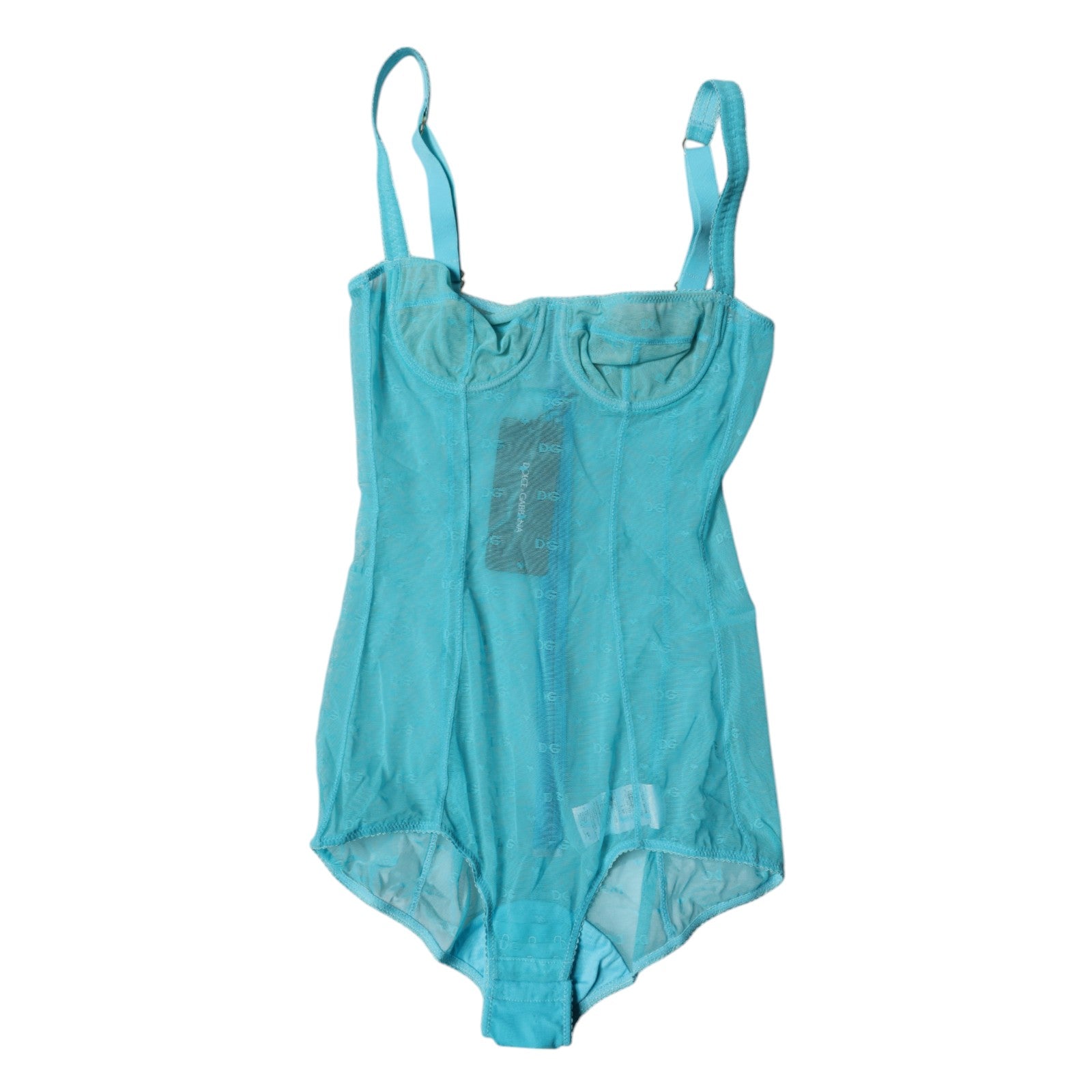 Dolce & Gabbana Blue Tulle Balconette Bra Bodysuit Women's Underwear