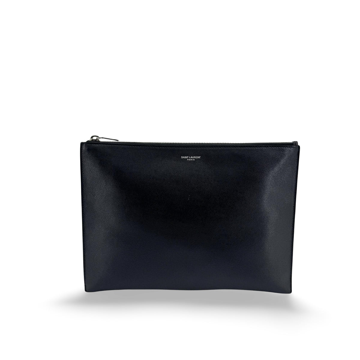 Saint Laurent Letters Zip Clutch Leather Black Leather Clutche & Pouche Bag (Pre-Owned)