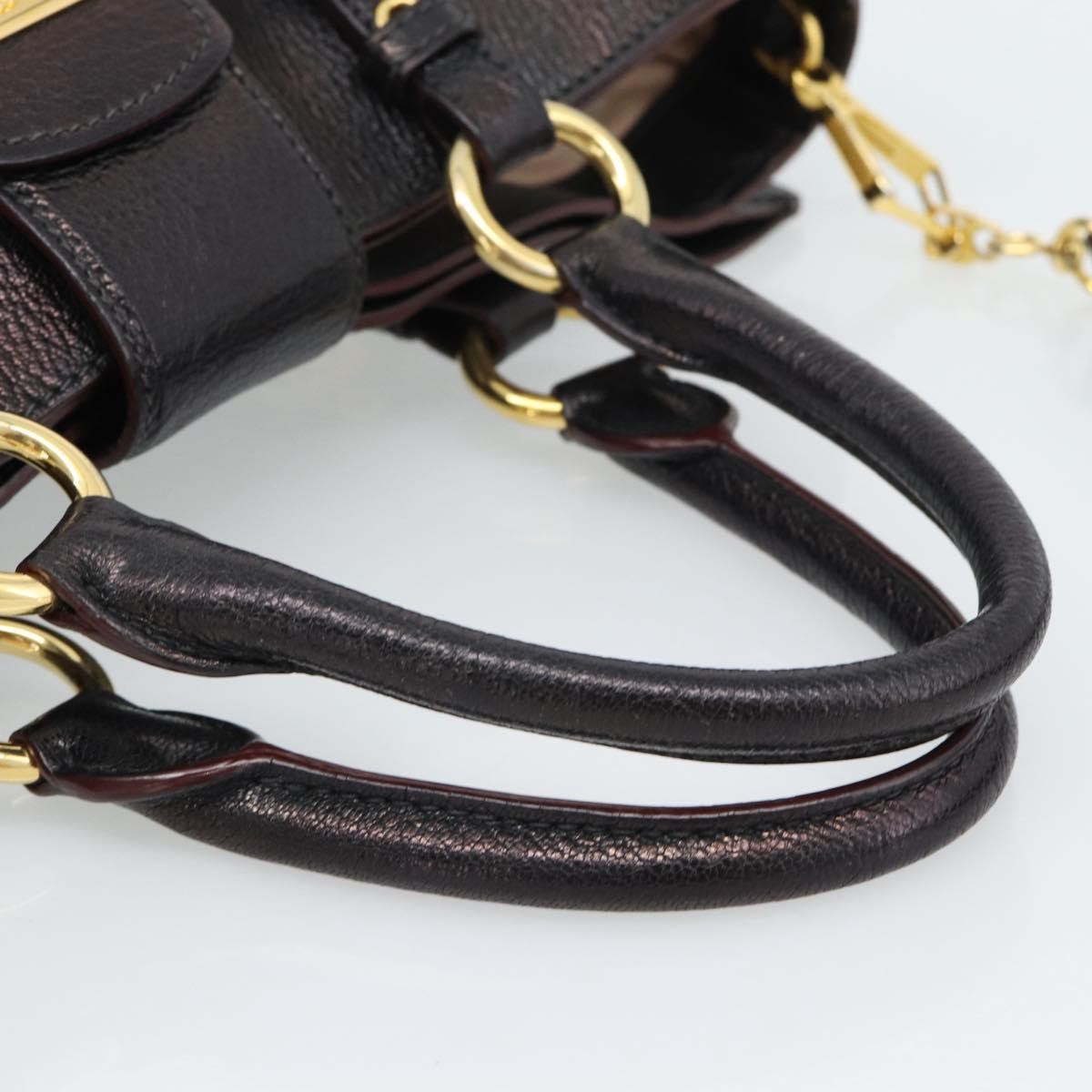 Miu Miu Madras Convertible Lock Leather Black Leather Tote Bag Bag (Pre-Owned)