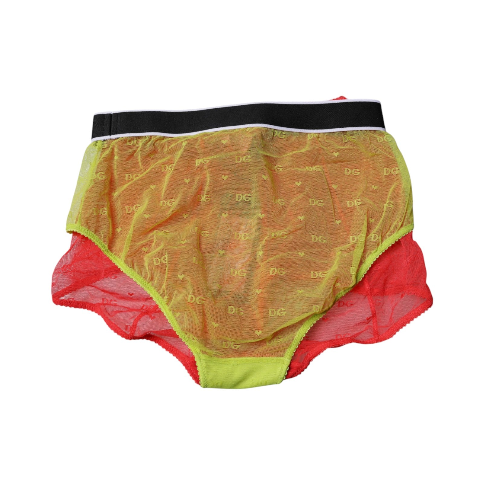Dolce & Gabbana Red Yellow Tulle Mid Waist Panty Women's Underwear