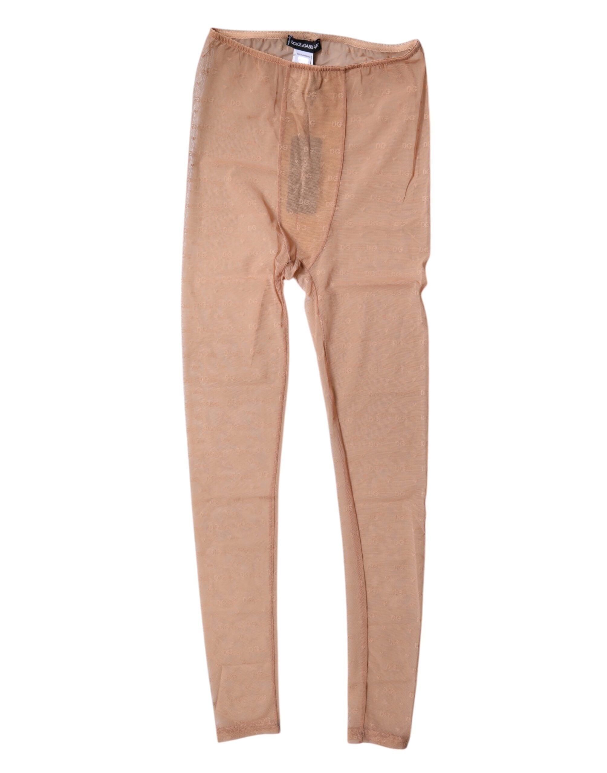 Dolce & Gabbana Nude Beige Logo Lace Lingerie Pants Women's Underwear