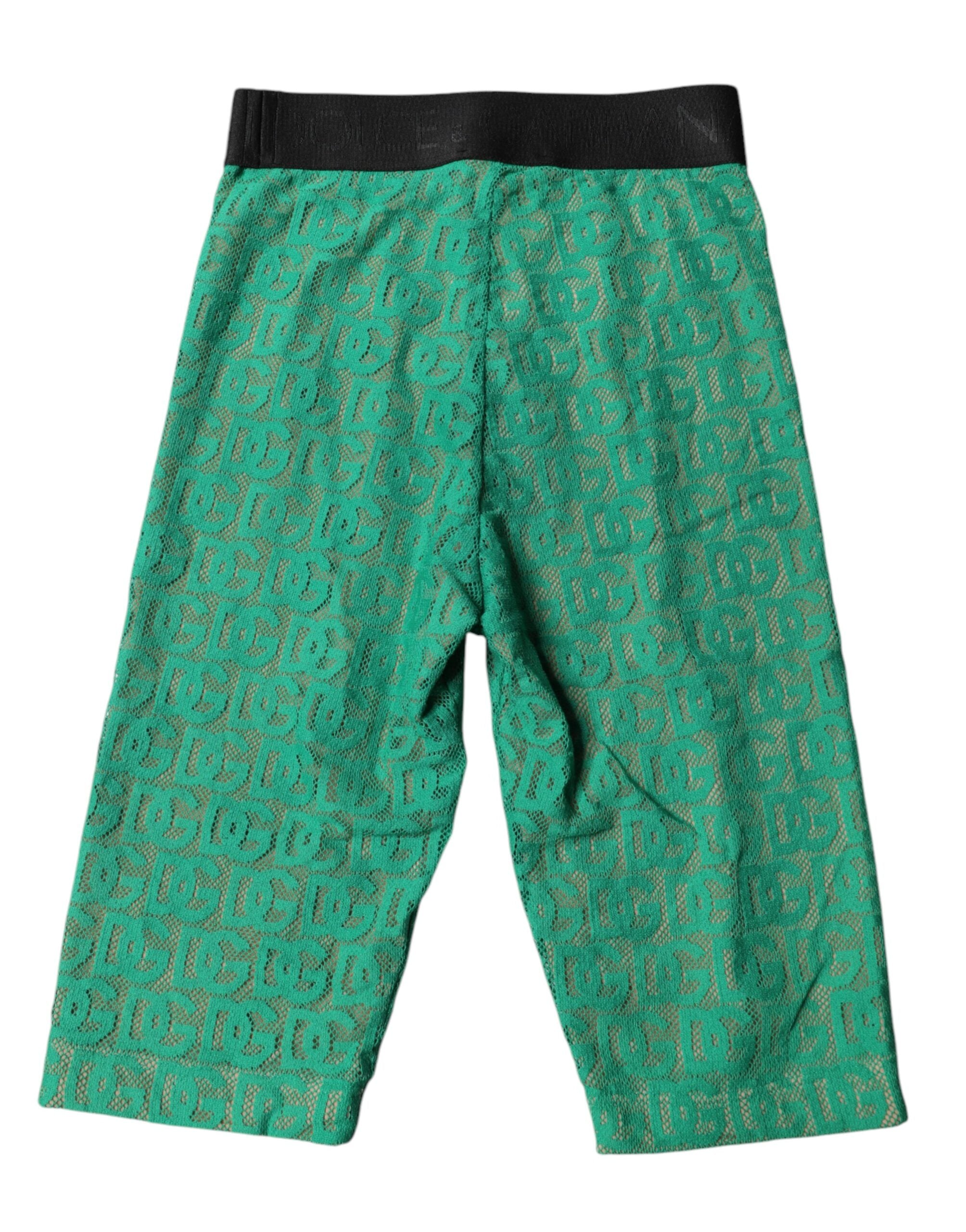 Dolce & Gabbana Green Logo Monogram Cropped Tights Women's Underwear