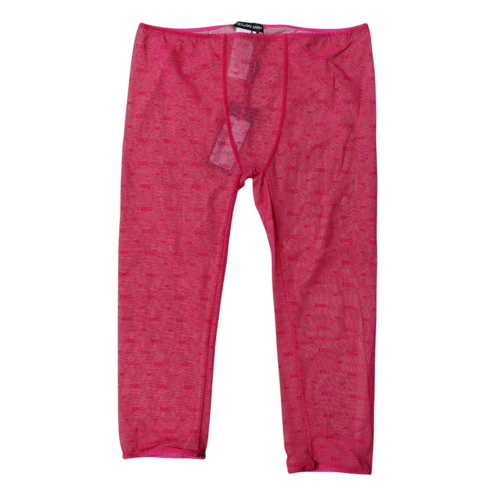 Dolce & Gabbana Fuchsia Logo Lace Lingerie Cropped Tight Women's Underwear