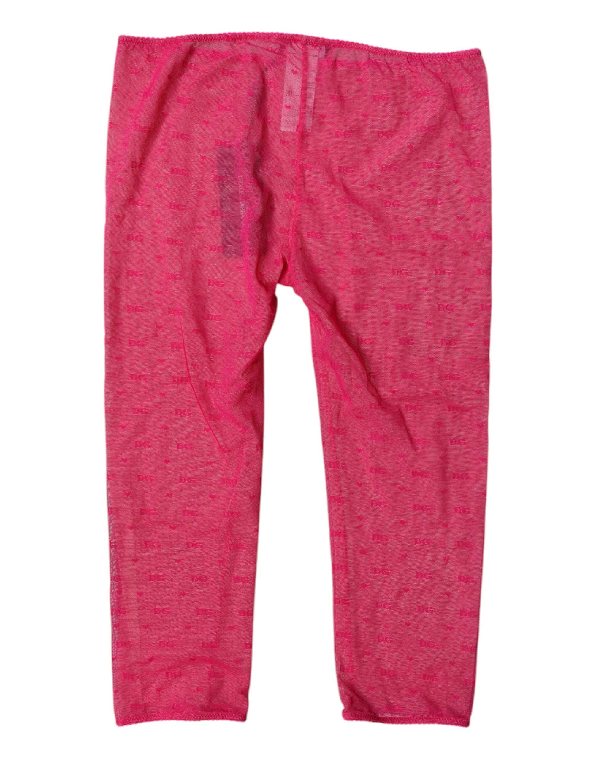 Dolce & Gabbana Fuchsia Logo Lace Lingerie Cropped Tight Women's Underwear