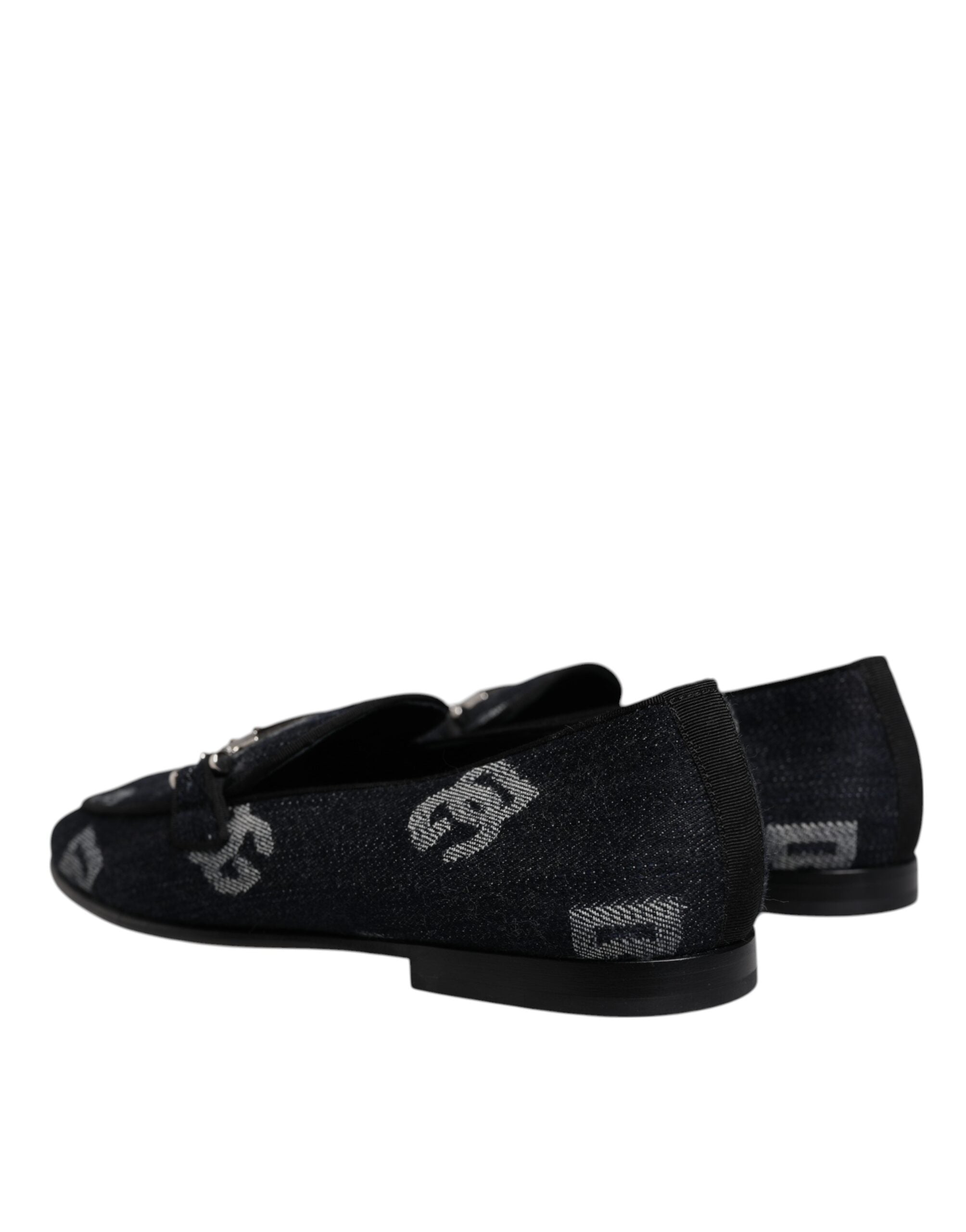 Dolce & Gabbana Black Logo Cotton Loafers Formal Dress Men's Shoes (Pre-Owned)