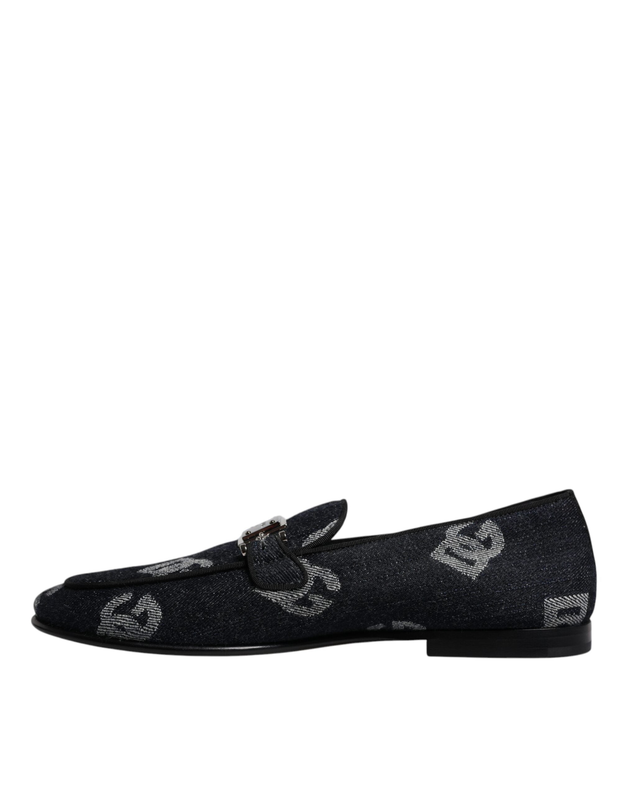 Dolce & Gabbana Black Logo Cotton Loafers Formal Dress Men's Shoes (Pre-Owned)
