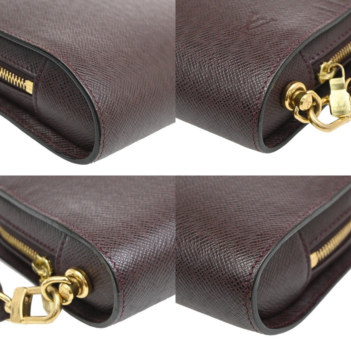 Louis Vuitton Pochette Baikal Clutch Taiga Leather Burgundy Leather Clutche & Pouche Bag (Pre-Owned)