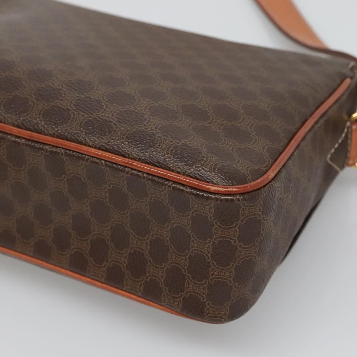 Celine Vintage Macadam Canvas And Leather Brown Canvas Shoulder Bag Bag (Pre-Owned)