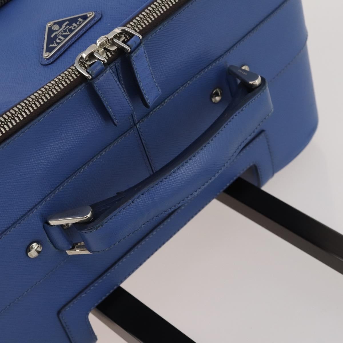 Prada Travel Saffiano Leather Blue Leather Travel Bag Bag (Pre-Owned)