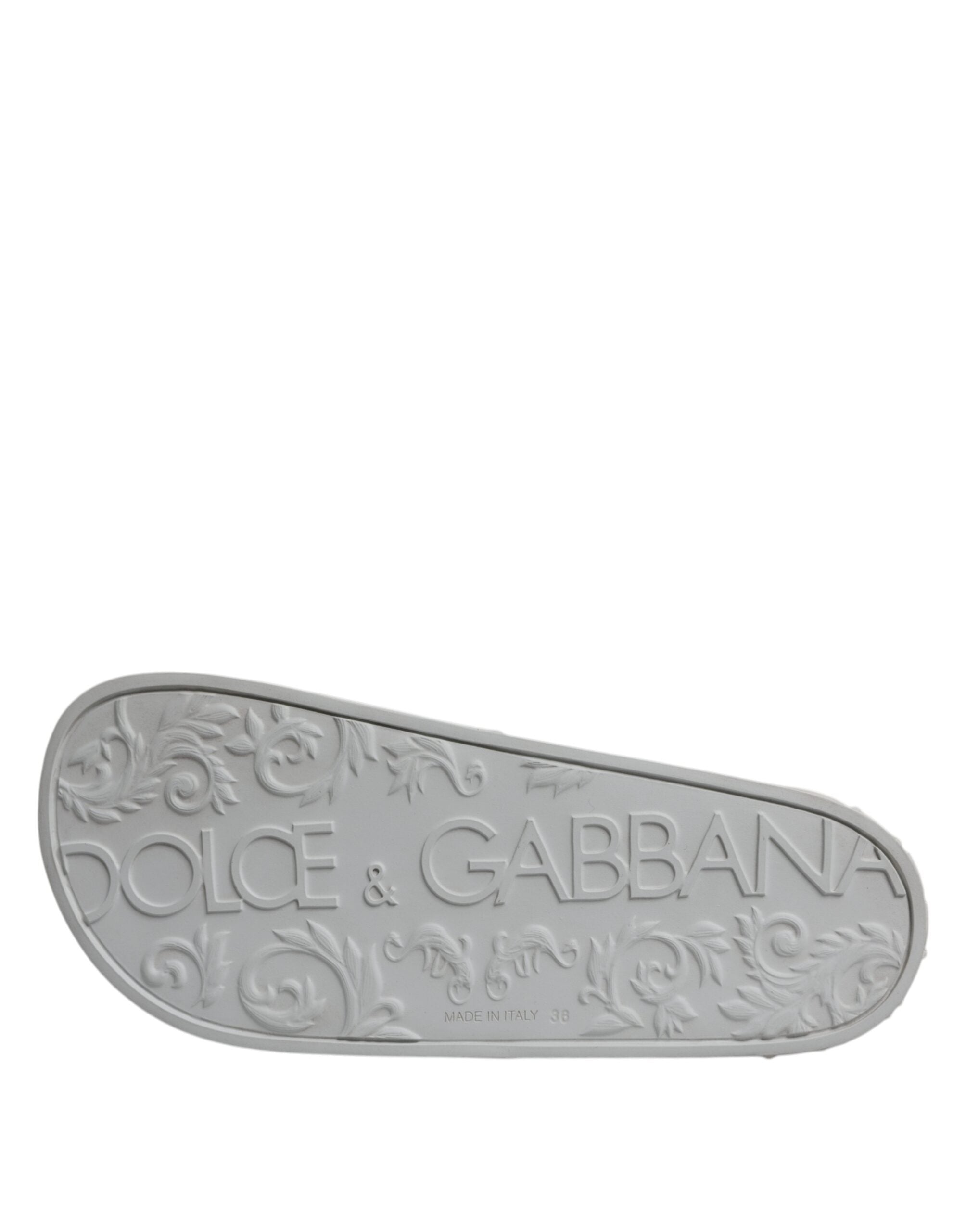Dolce & Gabbana White Rubber Slides Sandals Beachwear Women's Shoes