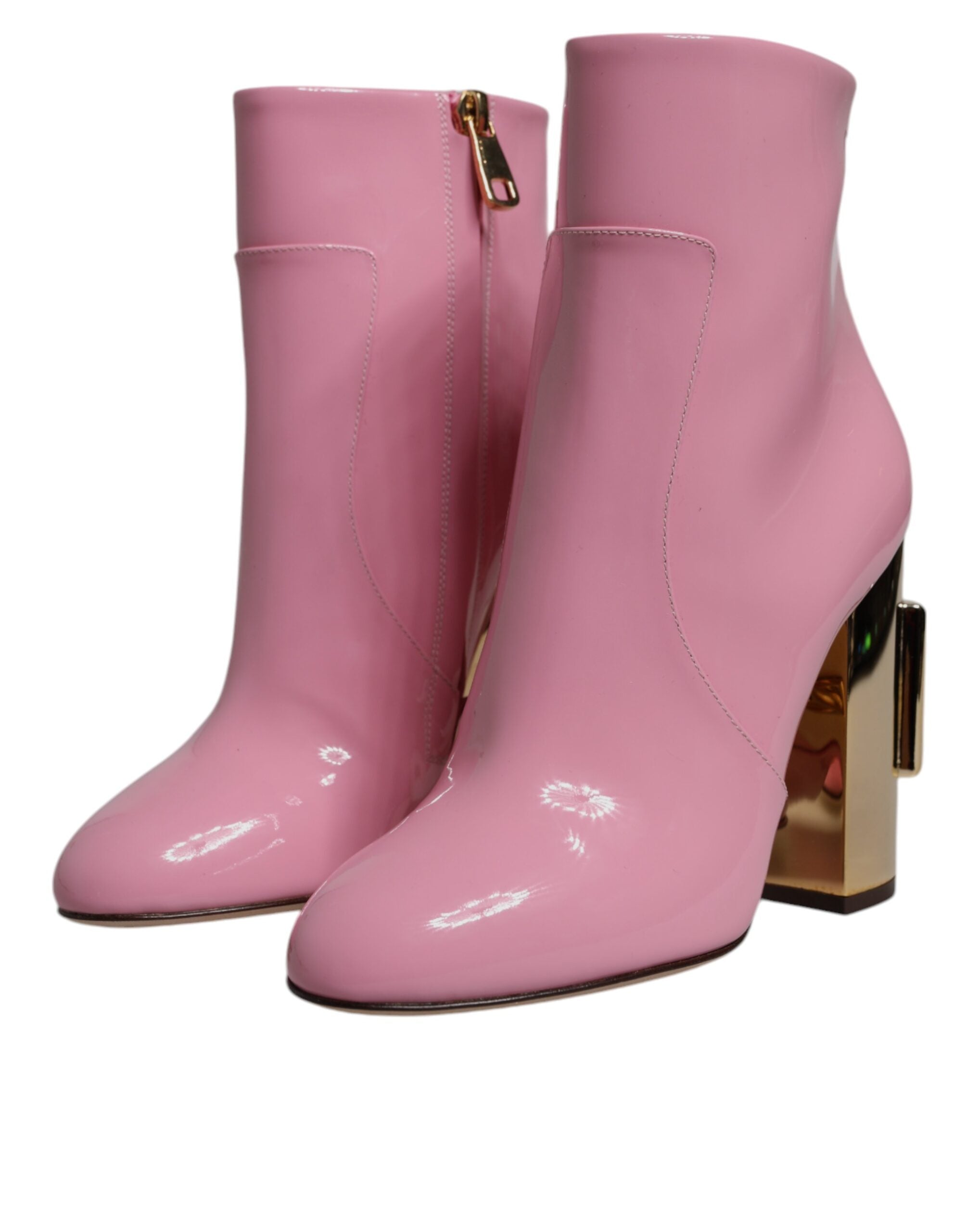 Dolce & Gabbana Pink Patent Leather Heel Mid Calf Boots Women's Shoes (Pre-Owned)