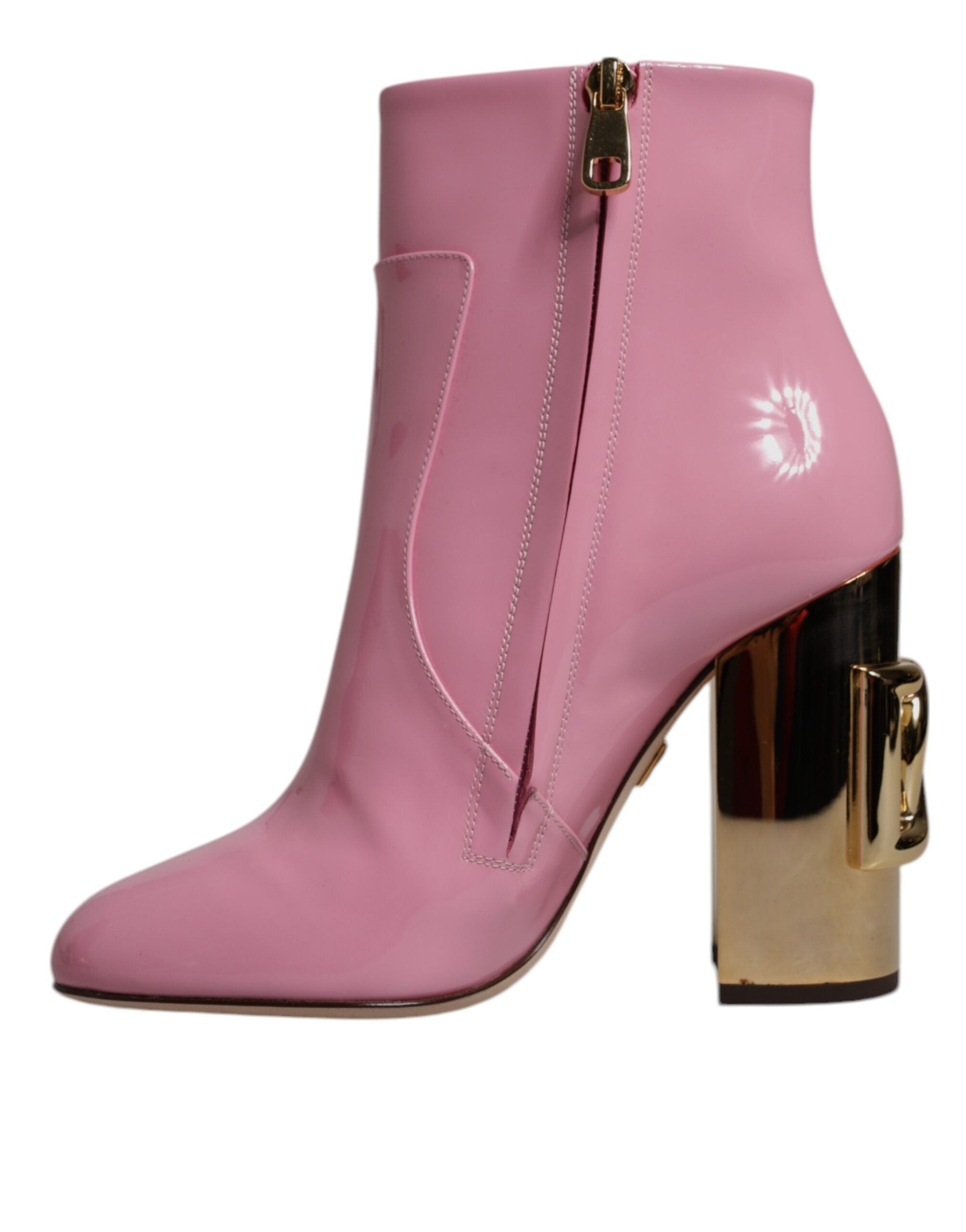 Dolce & Gabbana Pink Patent Leather Heel Mid Calf Boots Women's Shoes (Pre-Owned)