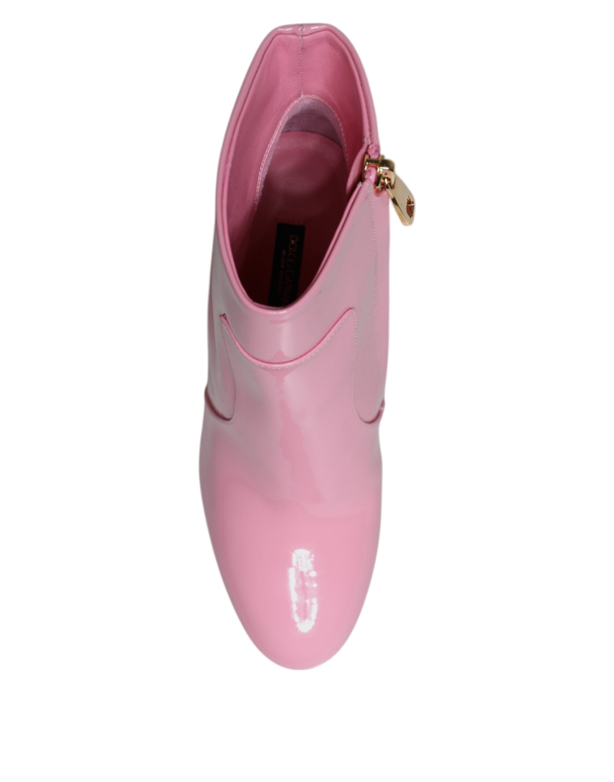 Dolce & Gabbana Pink Patent Leather Heel Mid Calf Boots Women's Shoes (Pre-Owned)
