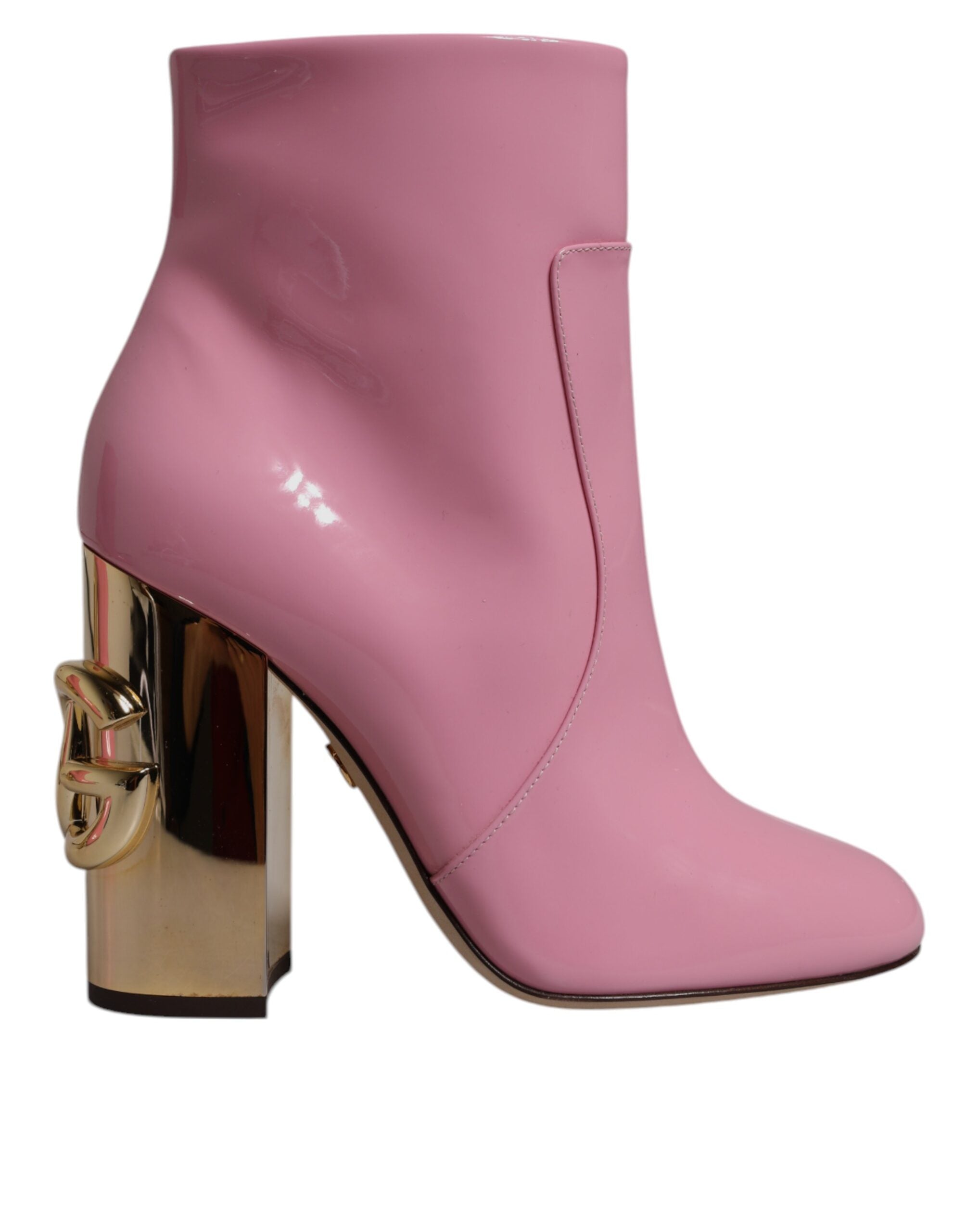Dolce & Gabbana Pink Patent Leather Heel Mid Calf Boots Women's Shoes (Pre-Owned)