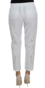 Dolce & Gabbana White Floral Cutout Dress Sicily Women's Pants