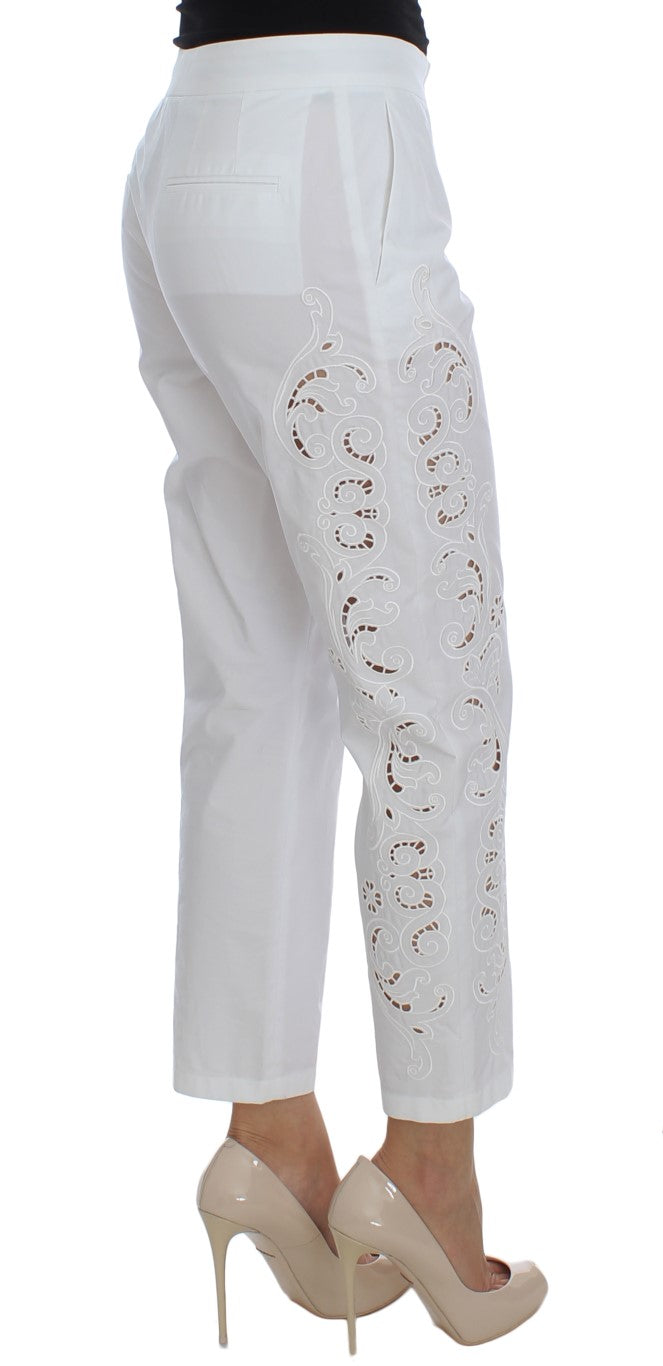 Dolce & Gabbana Elegant White Floral Cutout Dress Women's Pants
