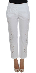 Dolce & Gabbana Elegant White Floral Cutout Dress Women's Pants