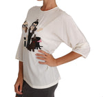 Dolce & Gabbana White Silk #dgfamily Blouse Women's T-shirt