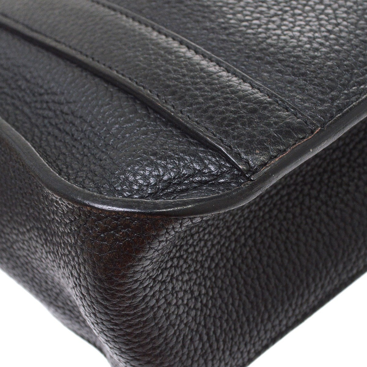 Hermes Steve Caporal Clemence Black Leather Shoulder Bag Bag (Pre-Owned)