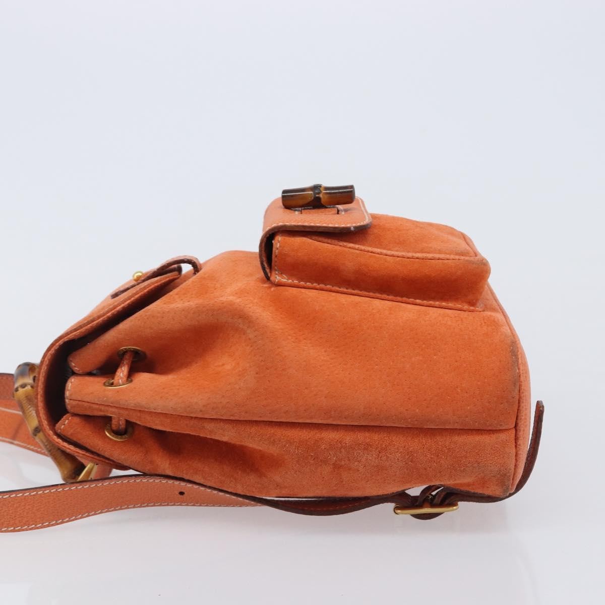 Gucci Vintage Bamboo Suede Orange Suede Backpack Bag (Pre-Owned)