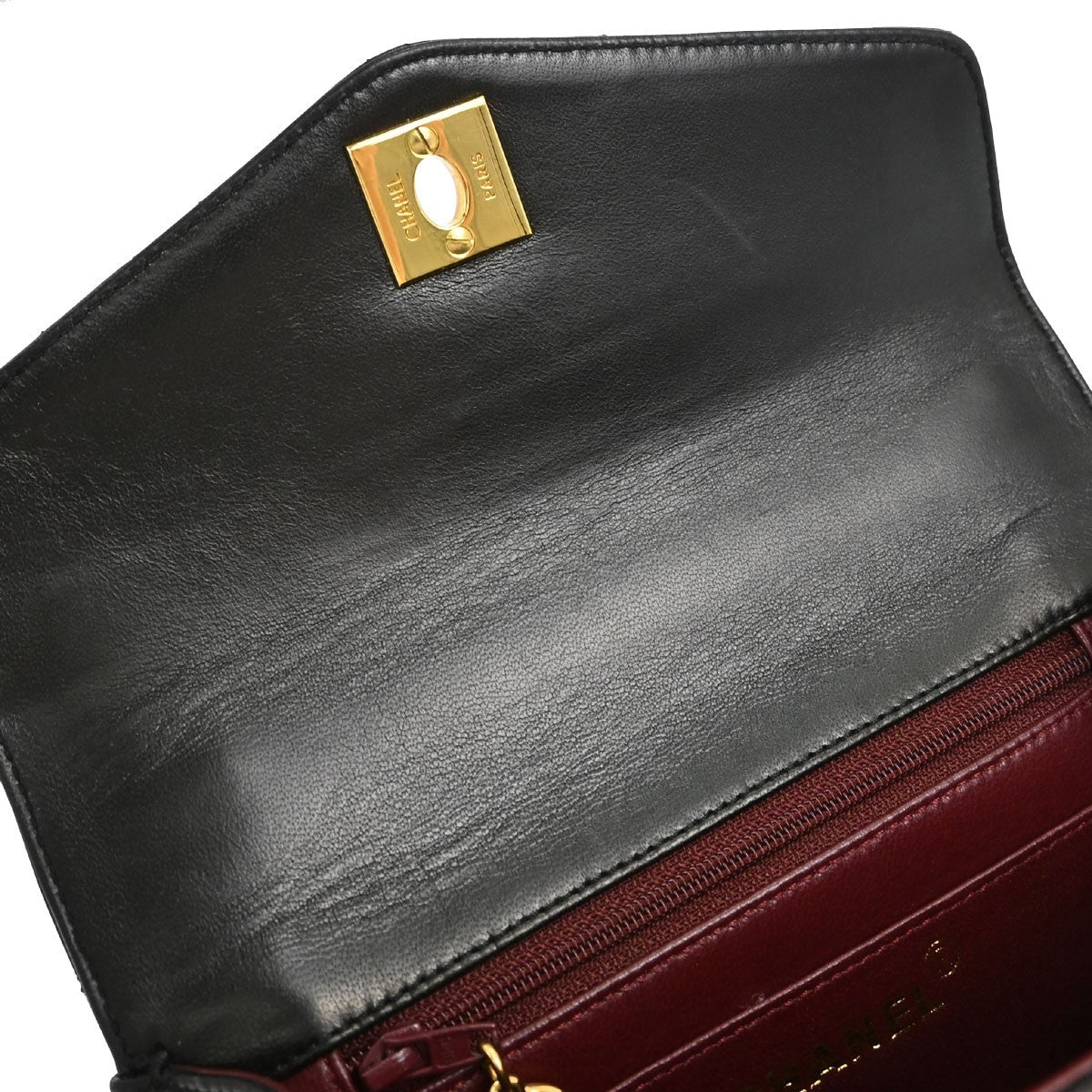 Chanel Vintage Classic Top Handle Flap Quilted Lambskin Black Leather Handbag (Pre-Owned)
