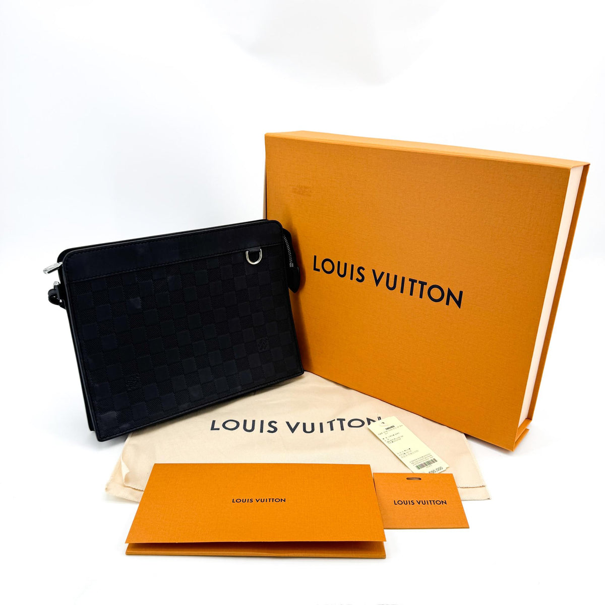 Louis Vuitton Standing Damier Infini Leather Black Leather Clutche & Pouche Bag (Pre-Owned)