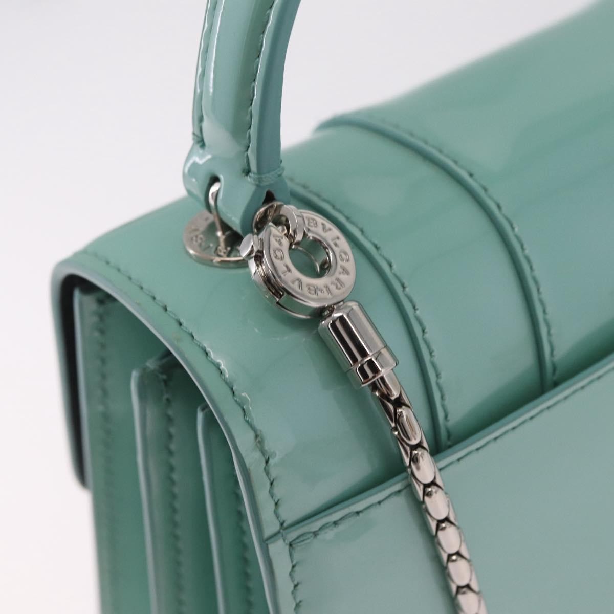 Bvlgari Serpenti Forever Top Handle Patent Green Patent_Leather Handbag (Pre-Owned)
