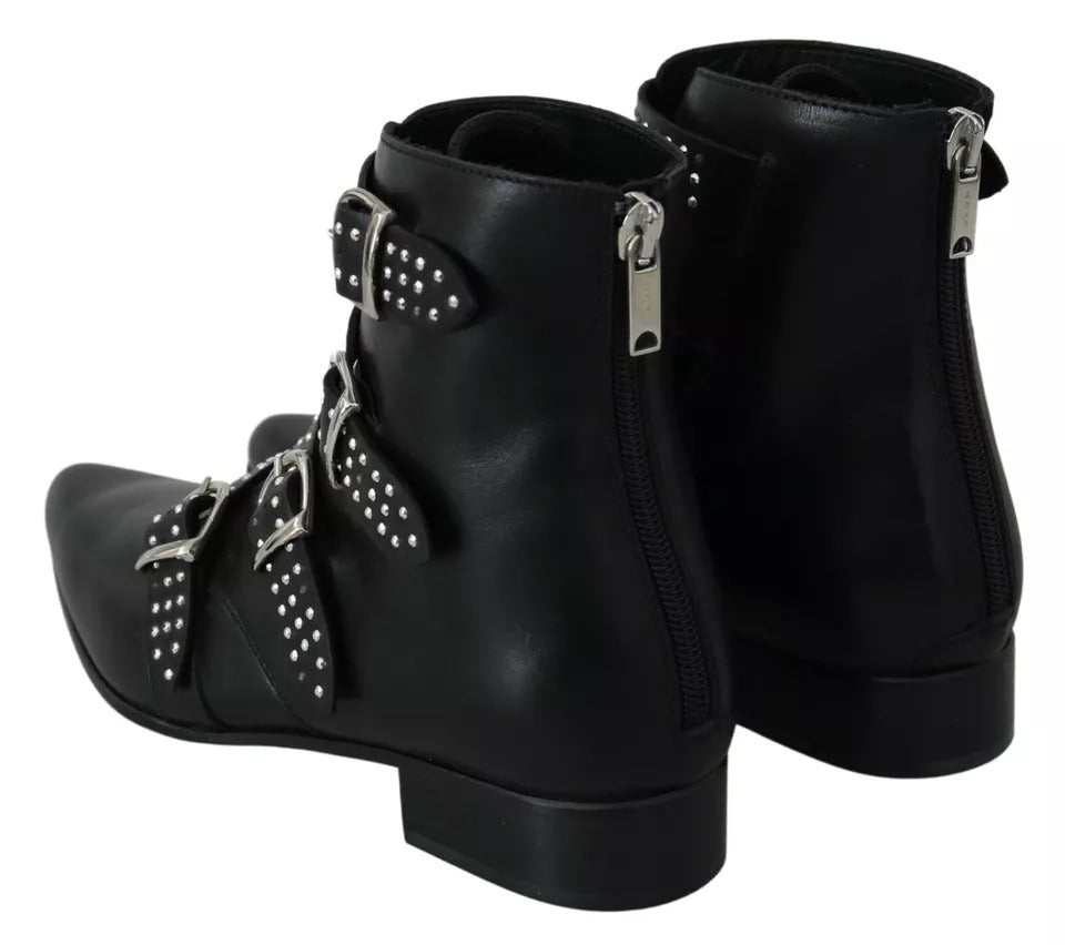 Dondup Black Fashion Buckled Zipper Ankle Boots Women's Shoes (Pre-Owned)